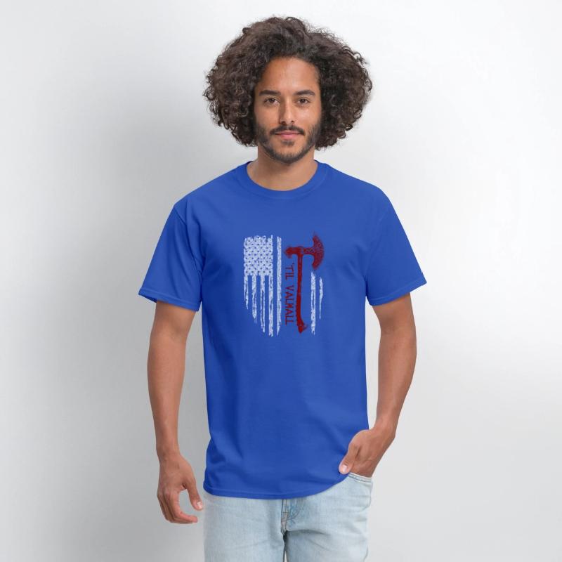 Vikings Axe Valhalla US Flag TShirt Viking