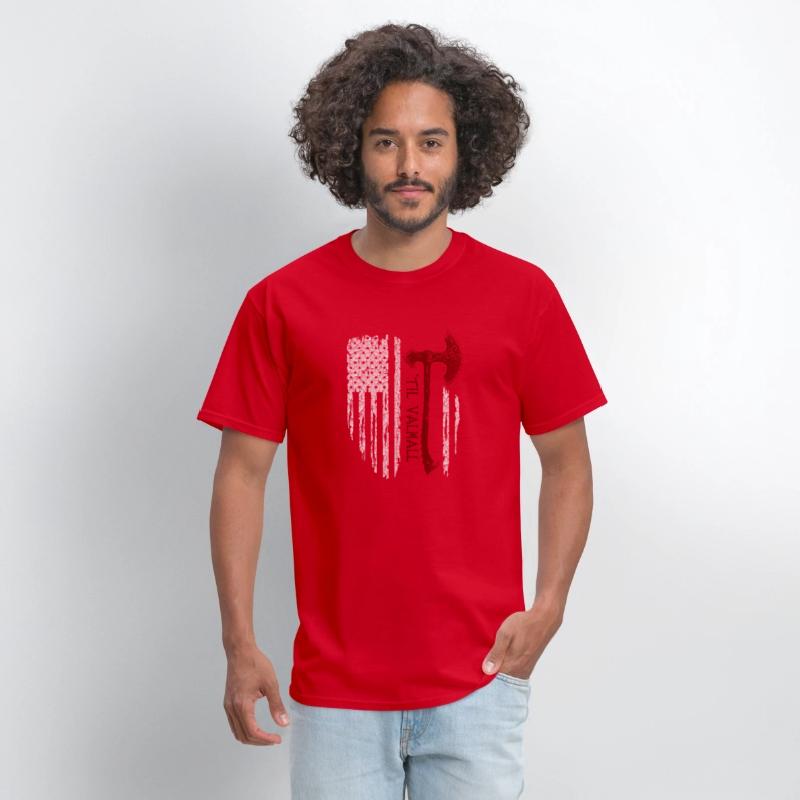 Vikings Axe Valhalla US Flag TShirt Viking