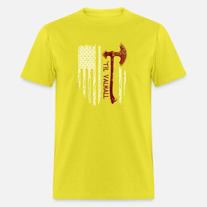 Vikings Axe Valhalla US Flag TShirt Viking