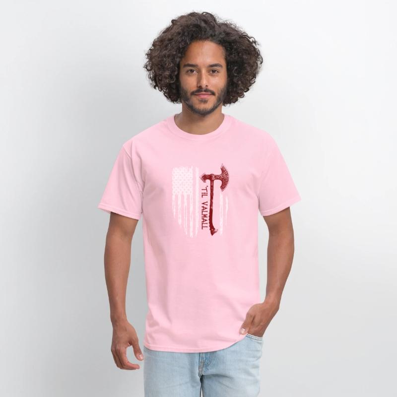 Vikings Axe Valhalla US Flag TShirt Viking