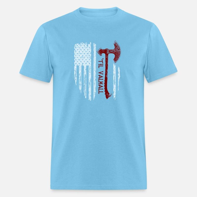 Vikings Axe Valhalla US Flag TShirt Viking