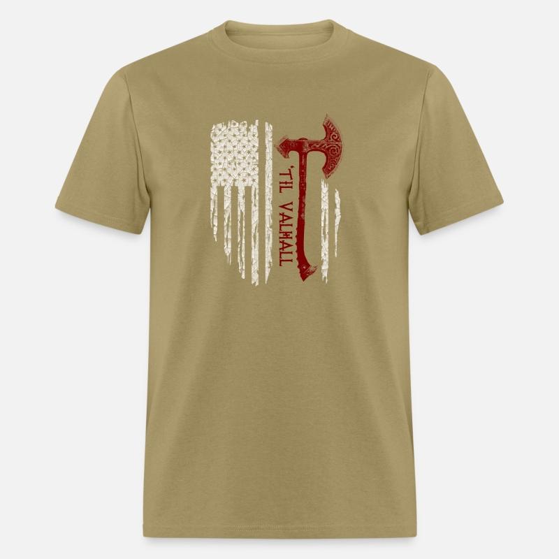 Vikings Axe Valhalla US Flag TShirt Viking