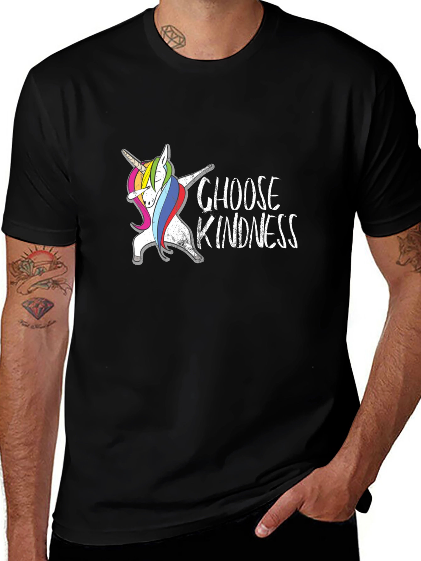Choose Kindness Unicorn Dabbing Black T-Shirt