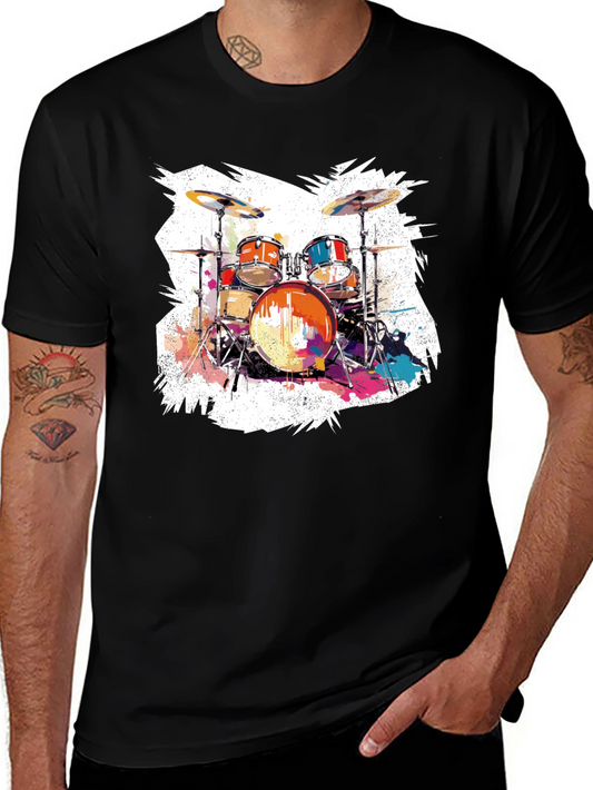 Drum Set Graphic Tee - Rock Music T-Shirt
