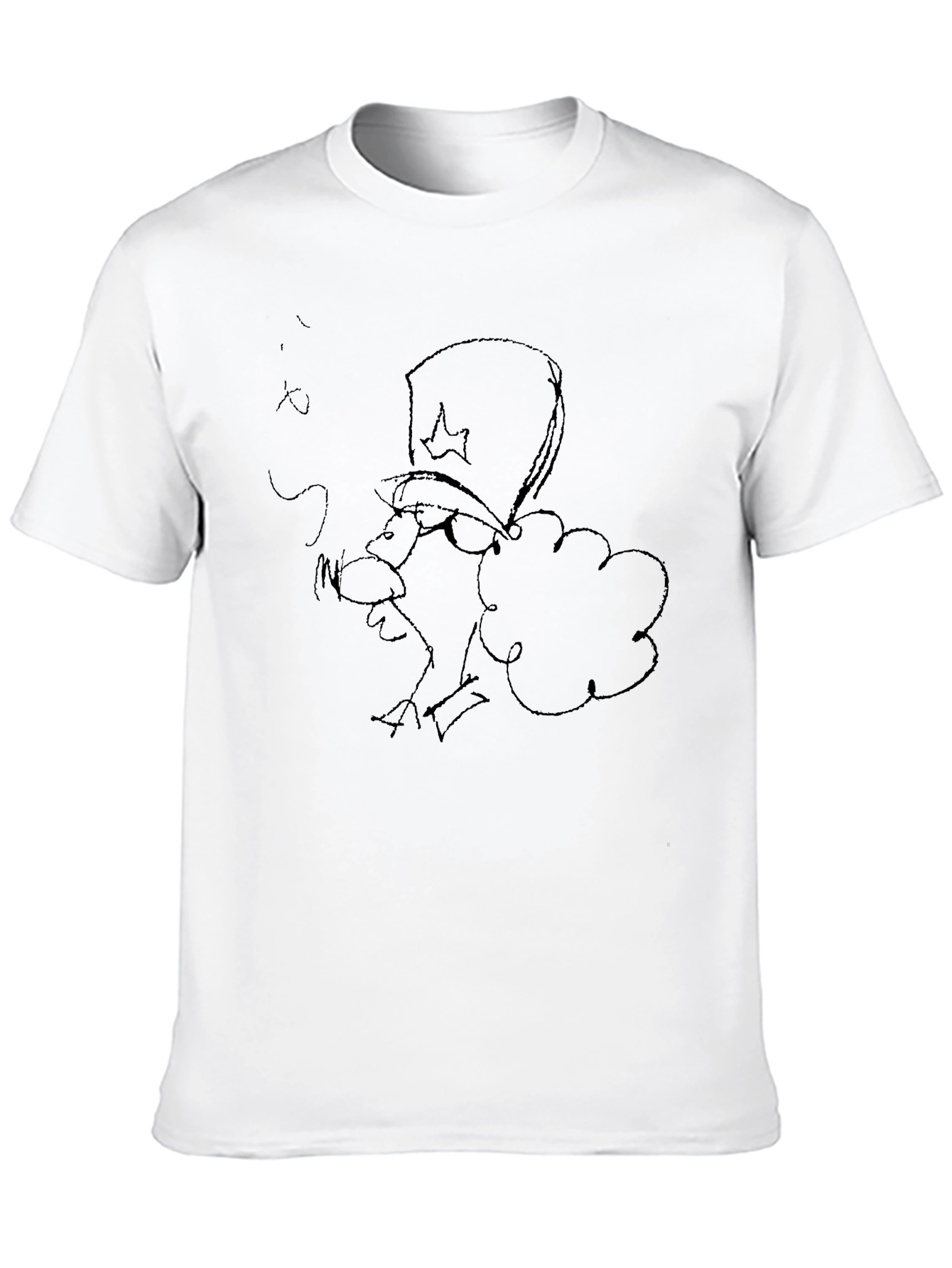 Whimsical Cartoon Character Black T-Shirt