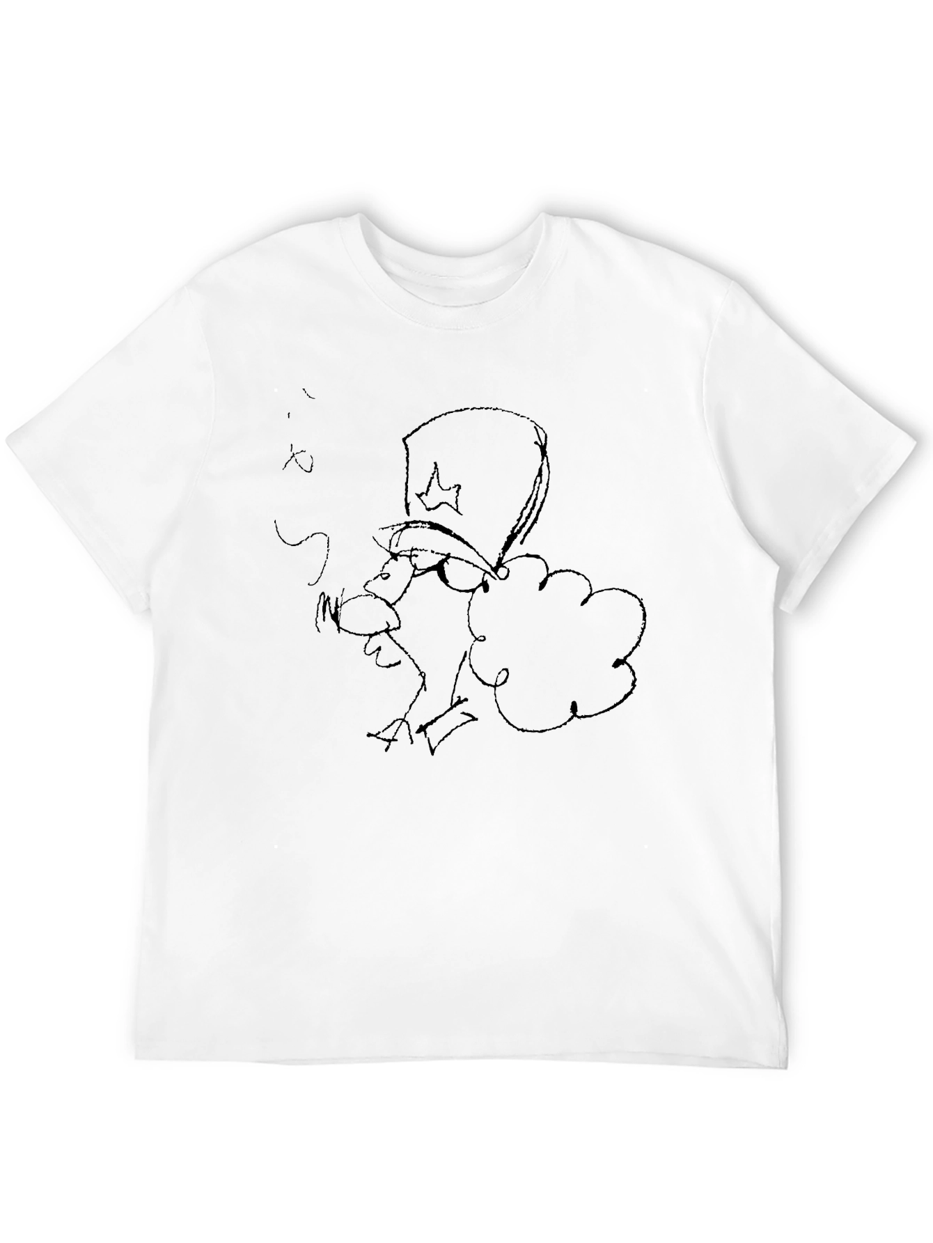 Whimsical Cartoon Character Black T-Shirt