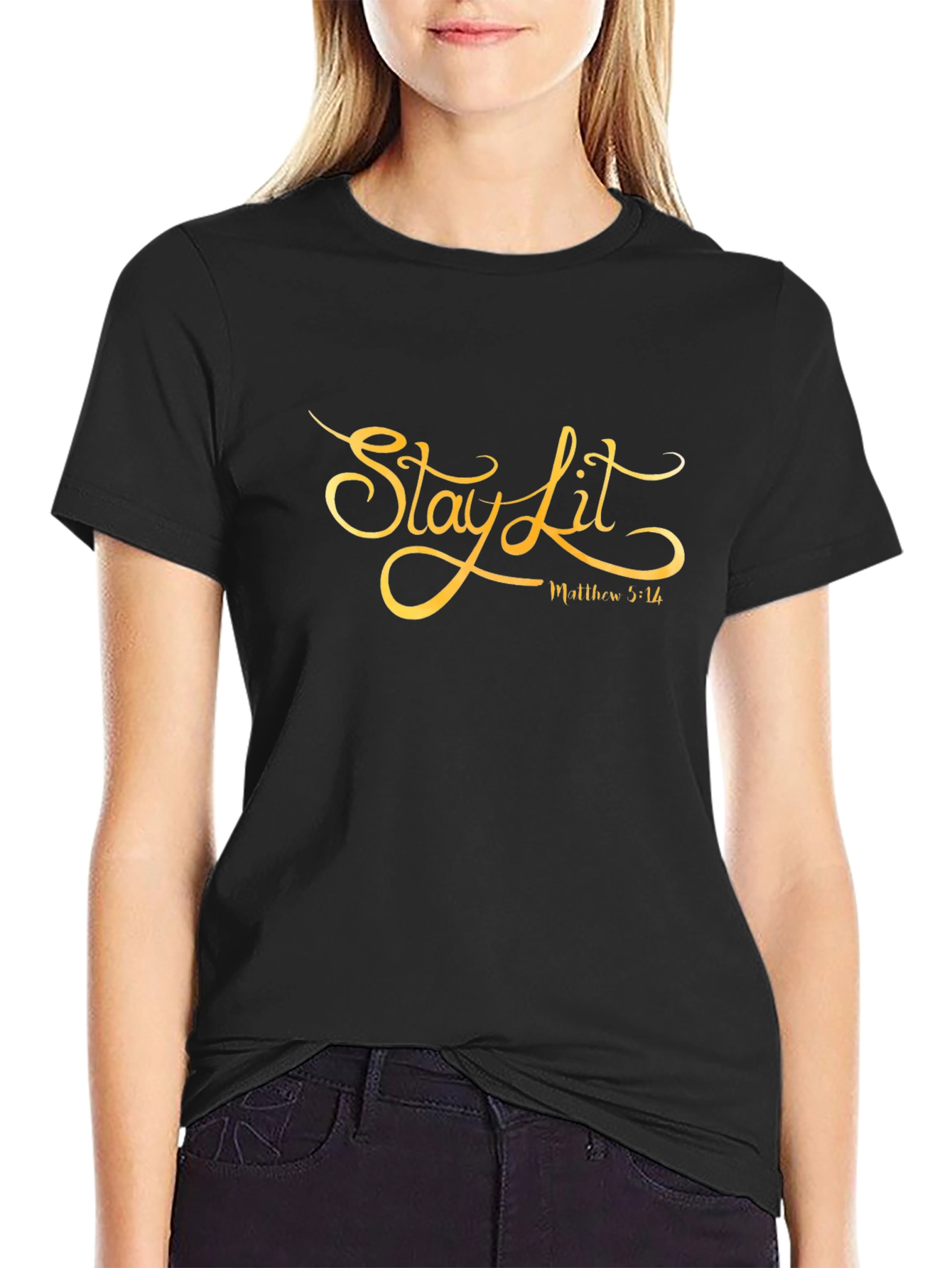 Stay Lit Tee: Matthew 5:16 Black Graphic T-Shirt