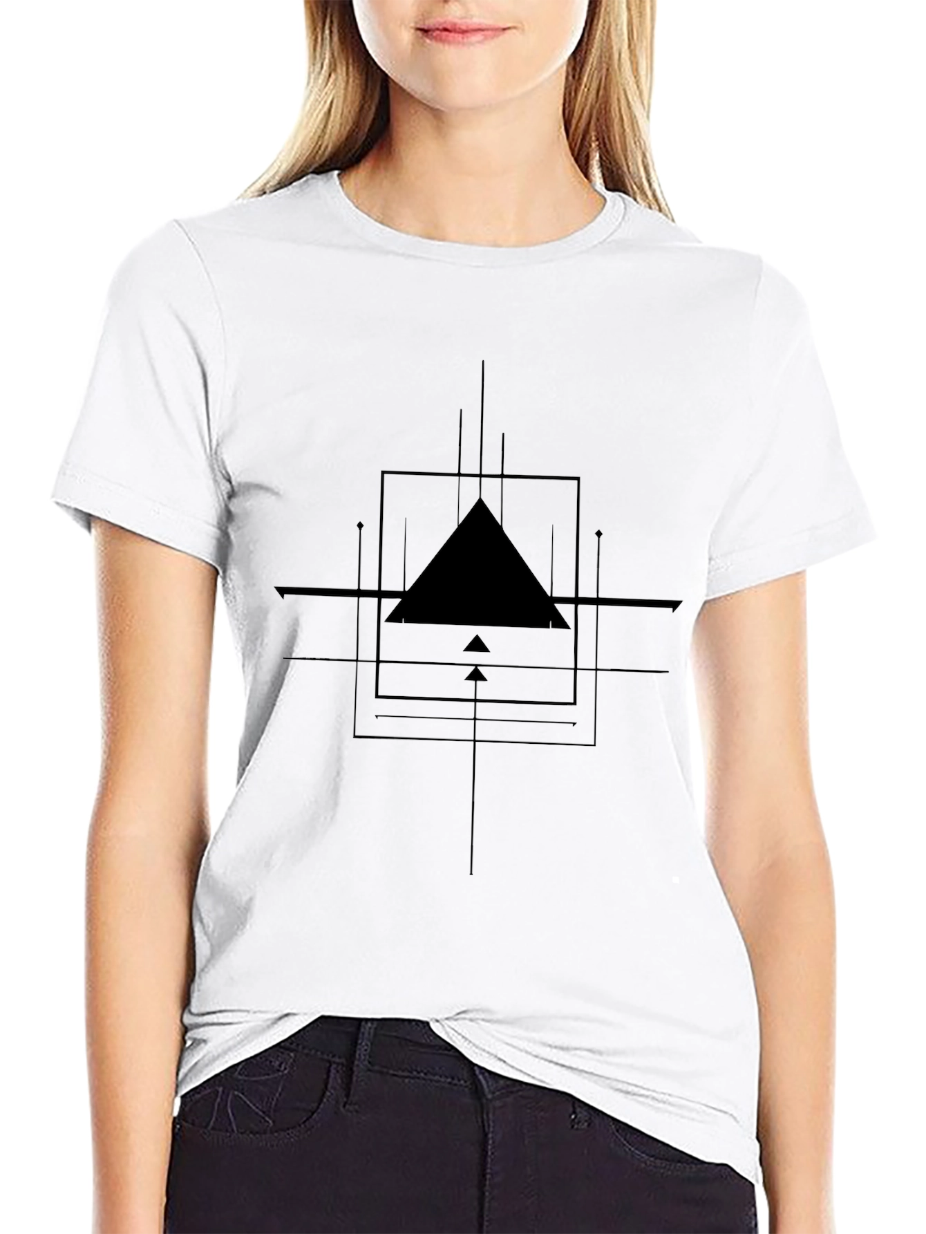 Modern Graphic Tee - Geometric Triangle Design