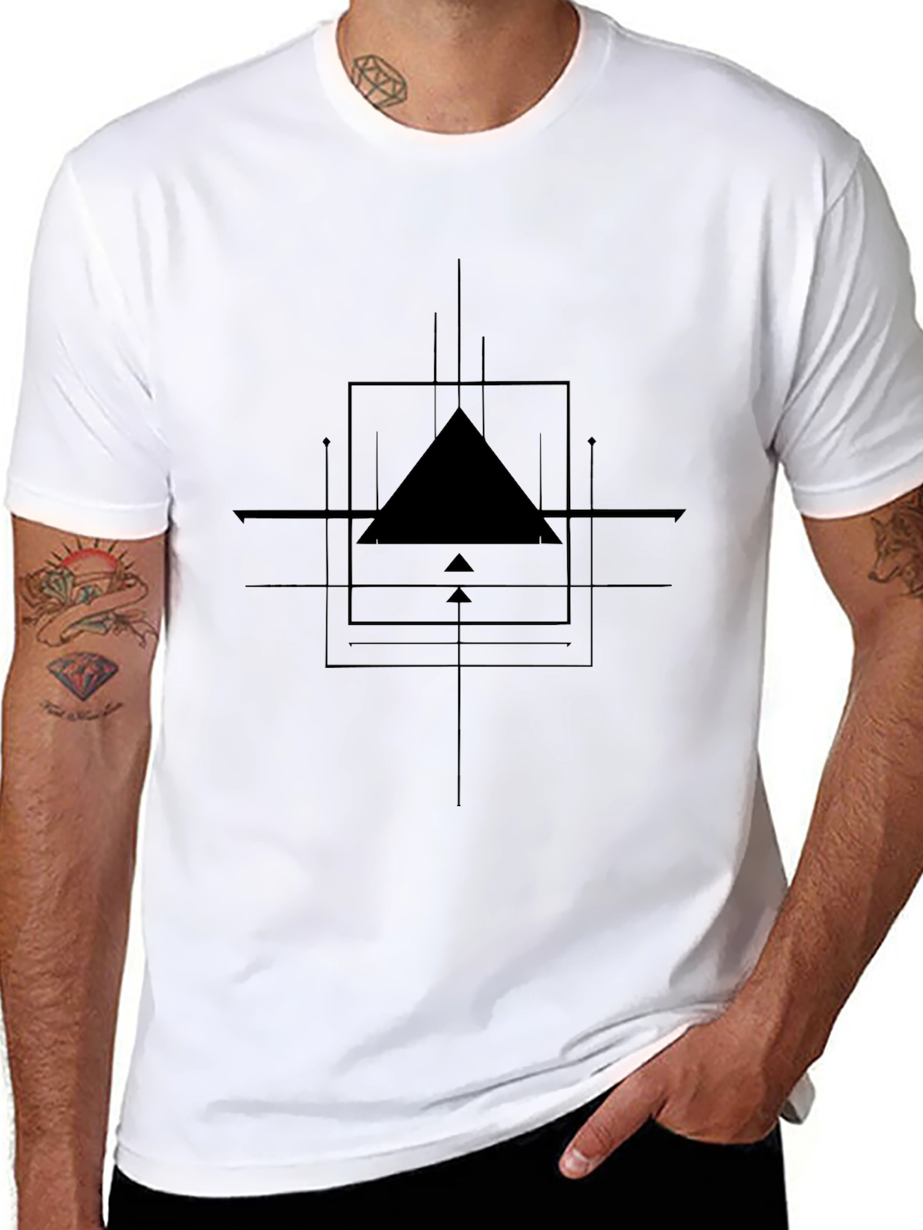 Modern Graphic Tee - Geometric Triangle Design