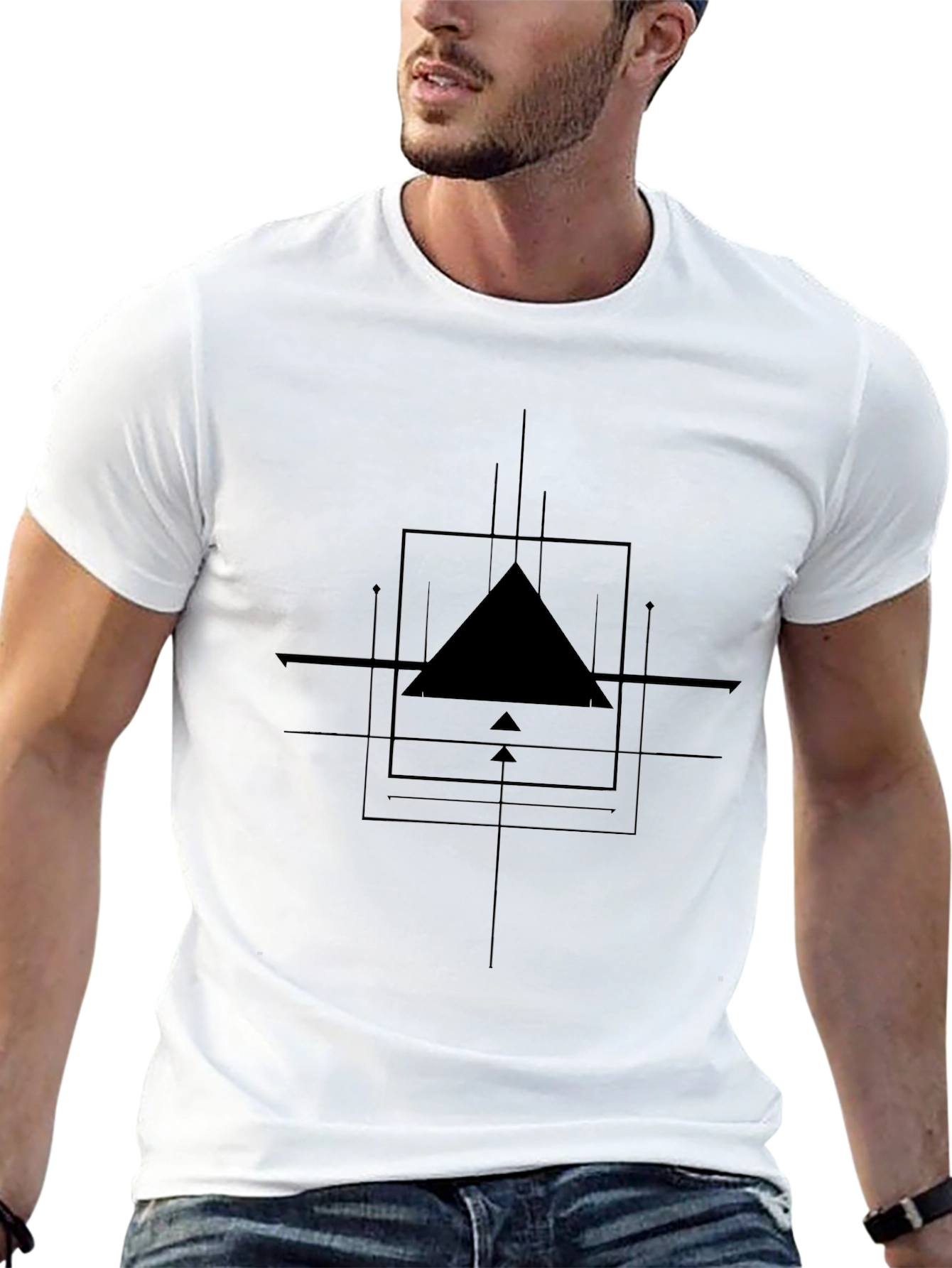 Modern Graphic Tee - Geometric Triangle Design