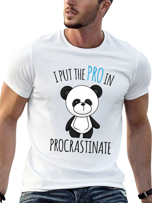 Funny Panda Procrastinate Graphic T-Shirt