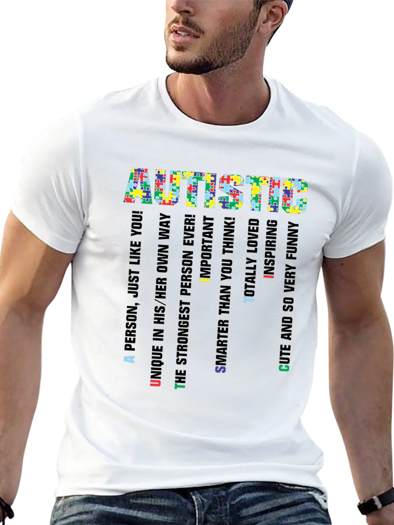 Autistic Pride T-Shirt - Puzzle Piece Design