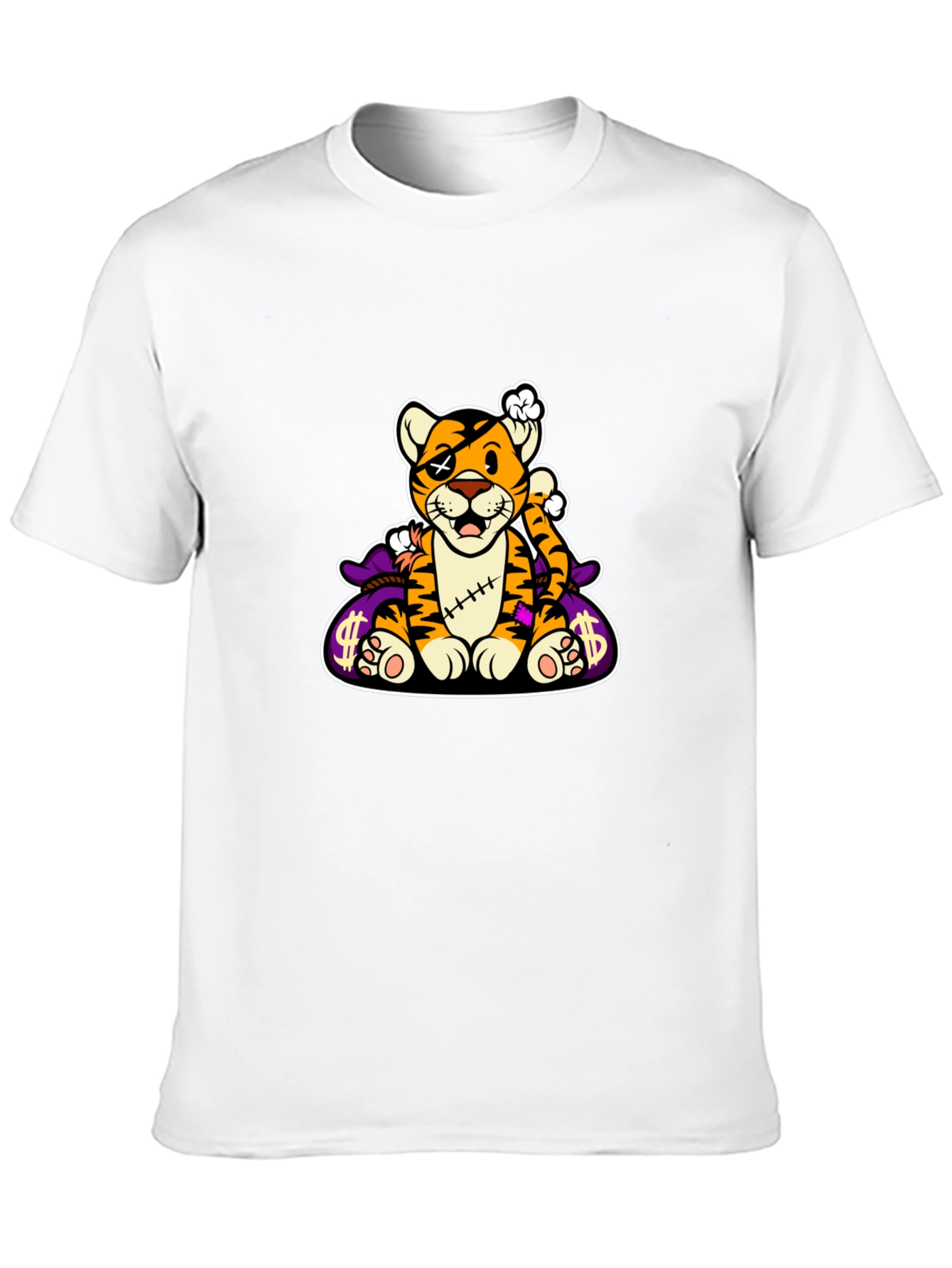 Cartoon Tiger Graphic Black T-Shirt