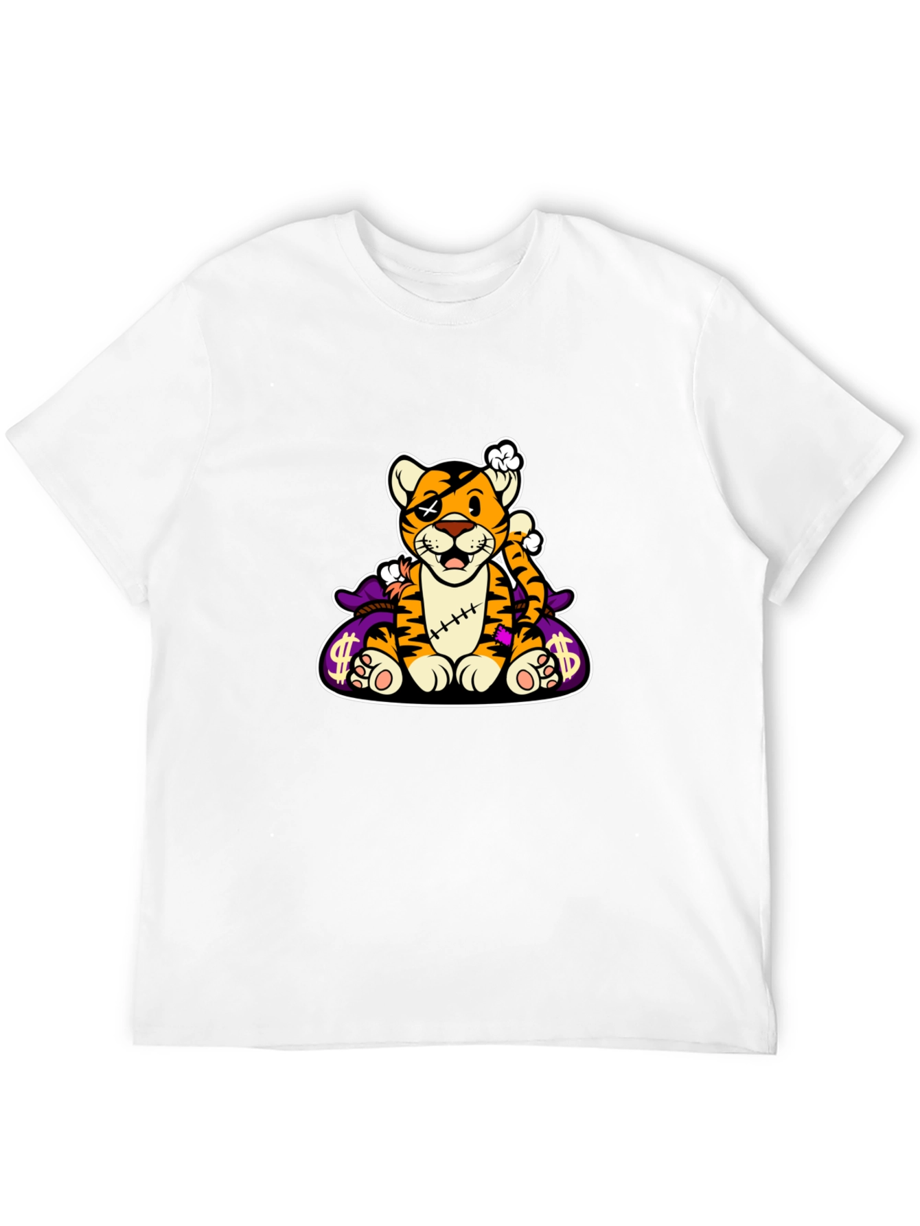 Cartoon Tiger Graphic Black T-Shirt
