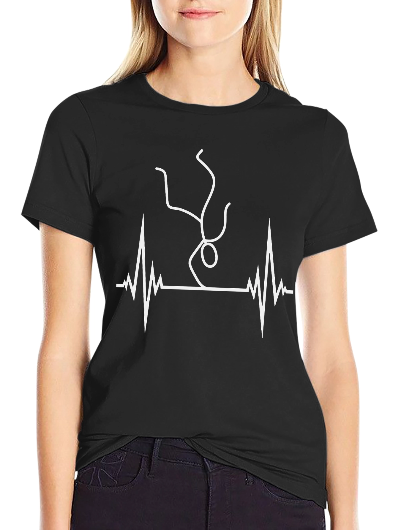 Gymnast Heartbeat Graphic Tee - Black
