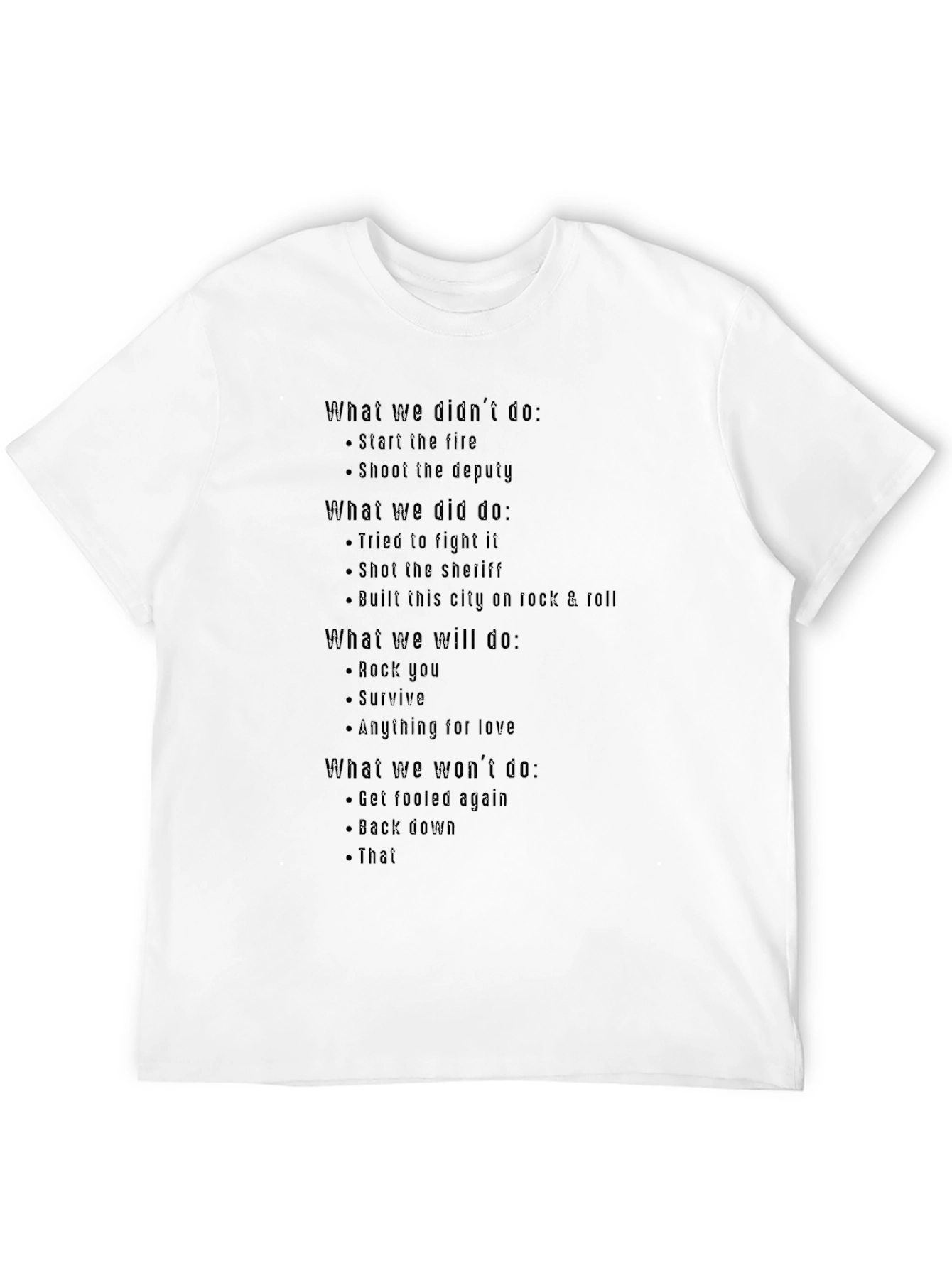 Mens Graphic T-Shirt - Song Lyric Design