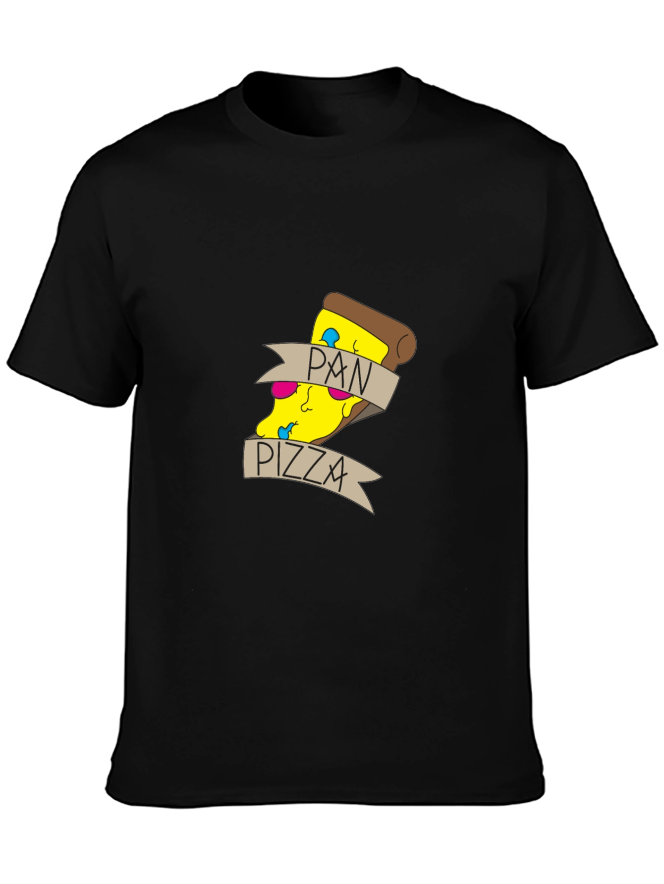 Pan Pizza Graphic Tee - Casual Black T-Shirt