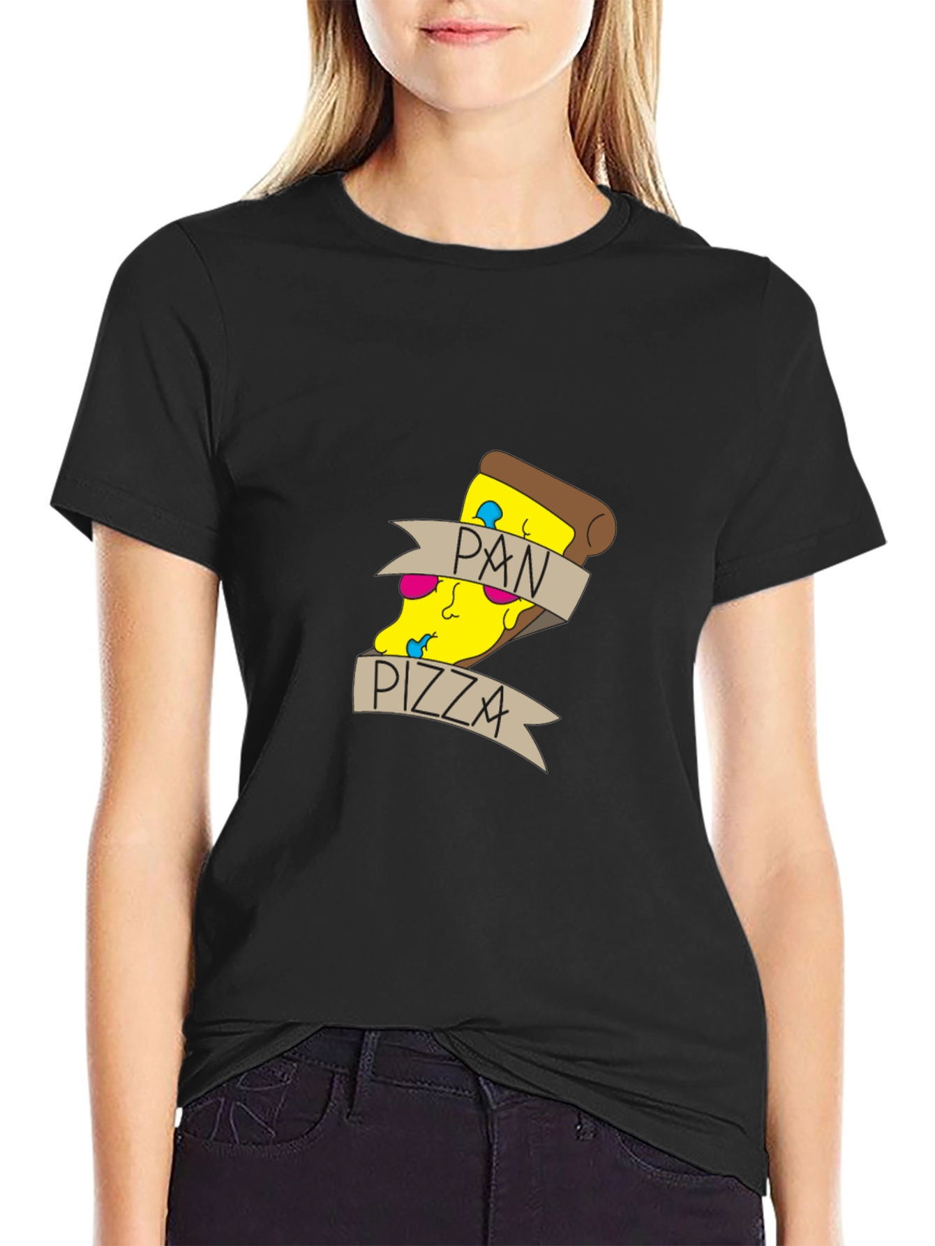 Pan Pizza Graphic Tee - Casual Black T-Shirt