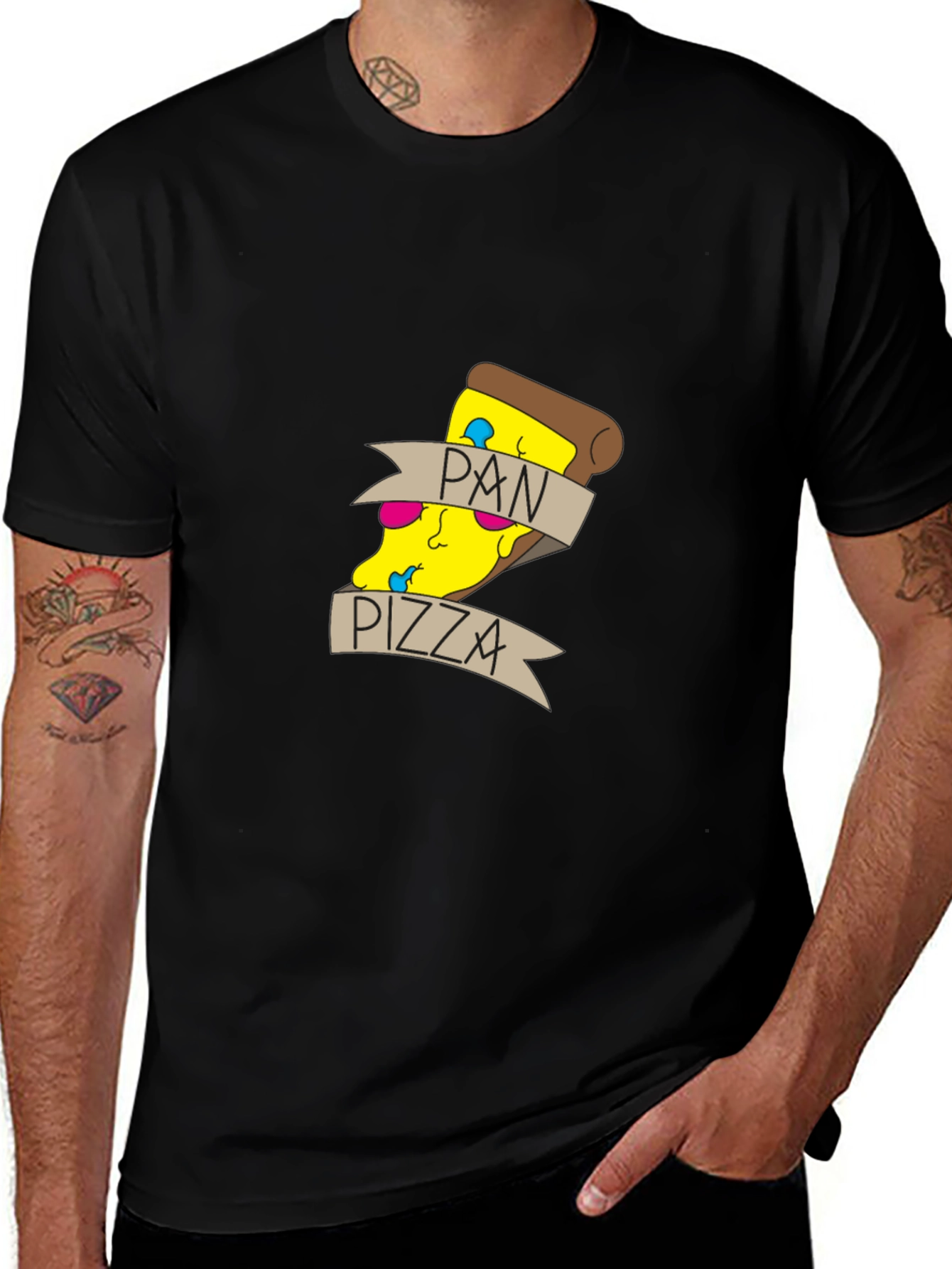 Pan Pizza Graphic Tee - Casual Black T-Shirt