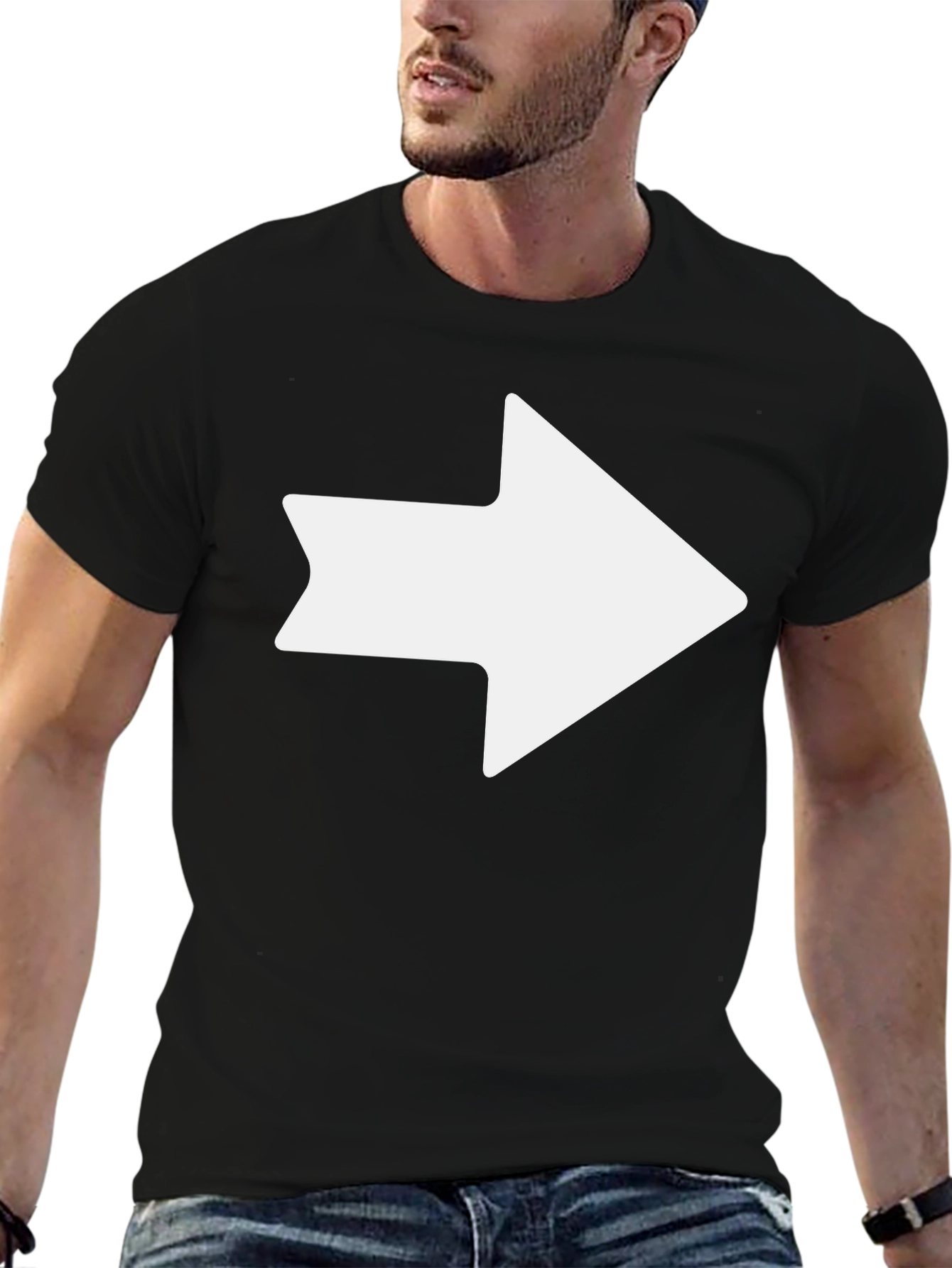 Directional Arrow Graphic Tee - Black Cotton T-Shirt