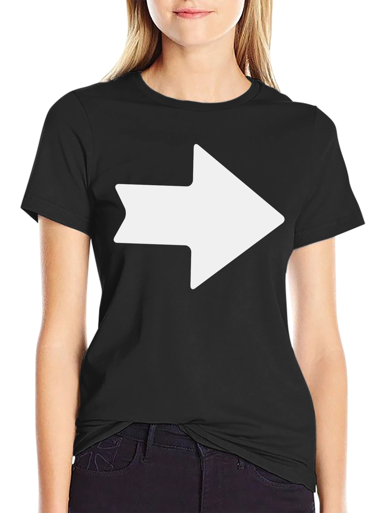 Directional Arrow Graphic Tee - Black Cotton T-Shirt