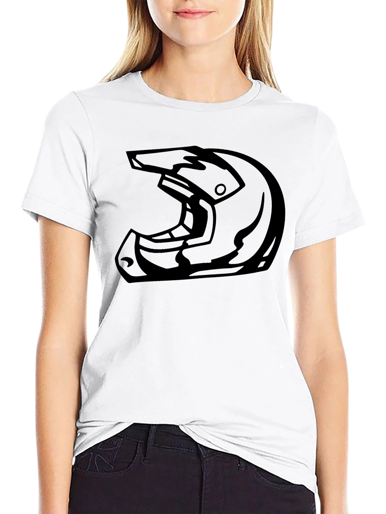 Black Helmet Graphic Tee - Moto Style Shirt
