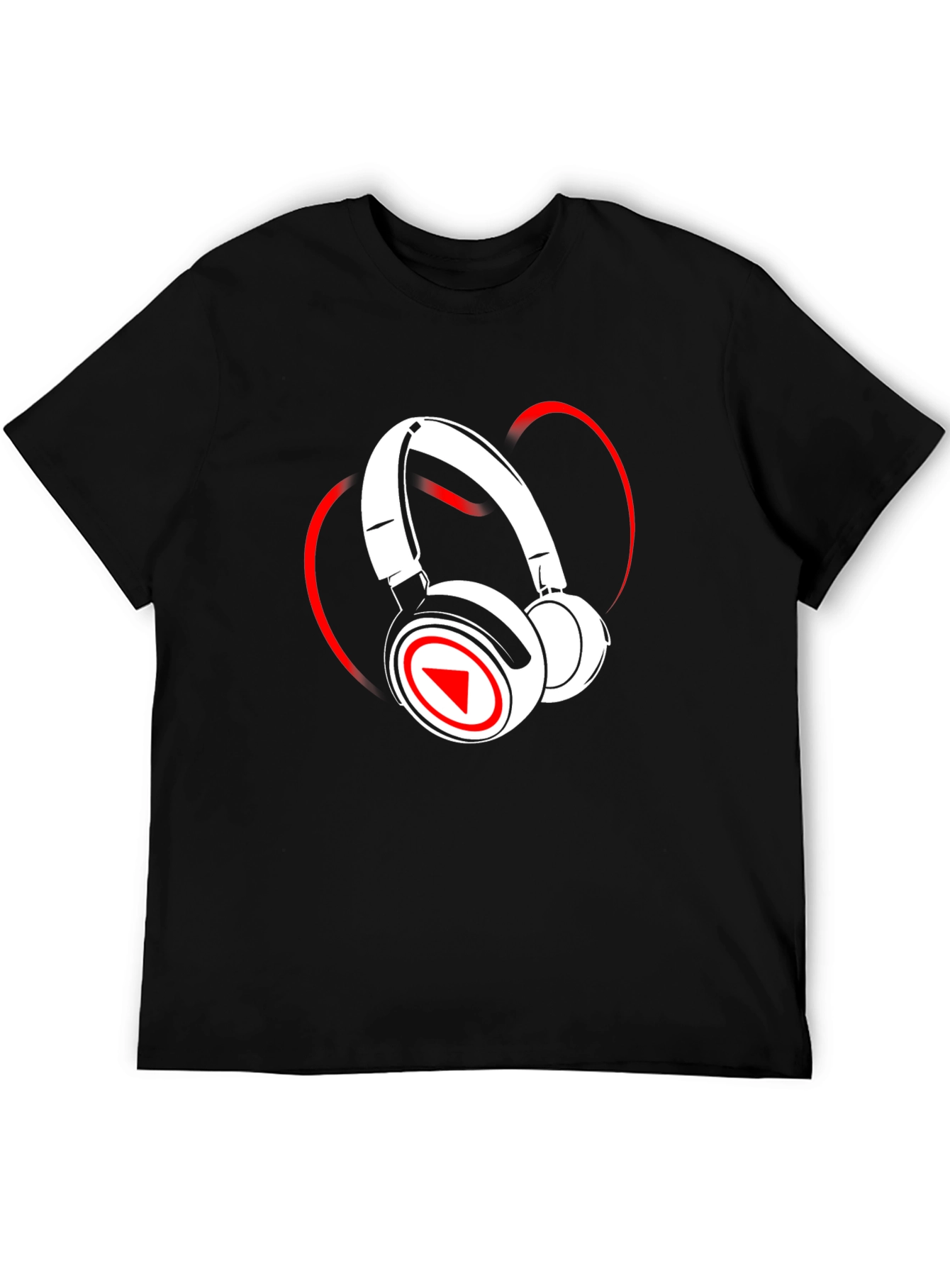 Music Lovers Black Graphic Tee - Headphones Design