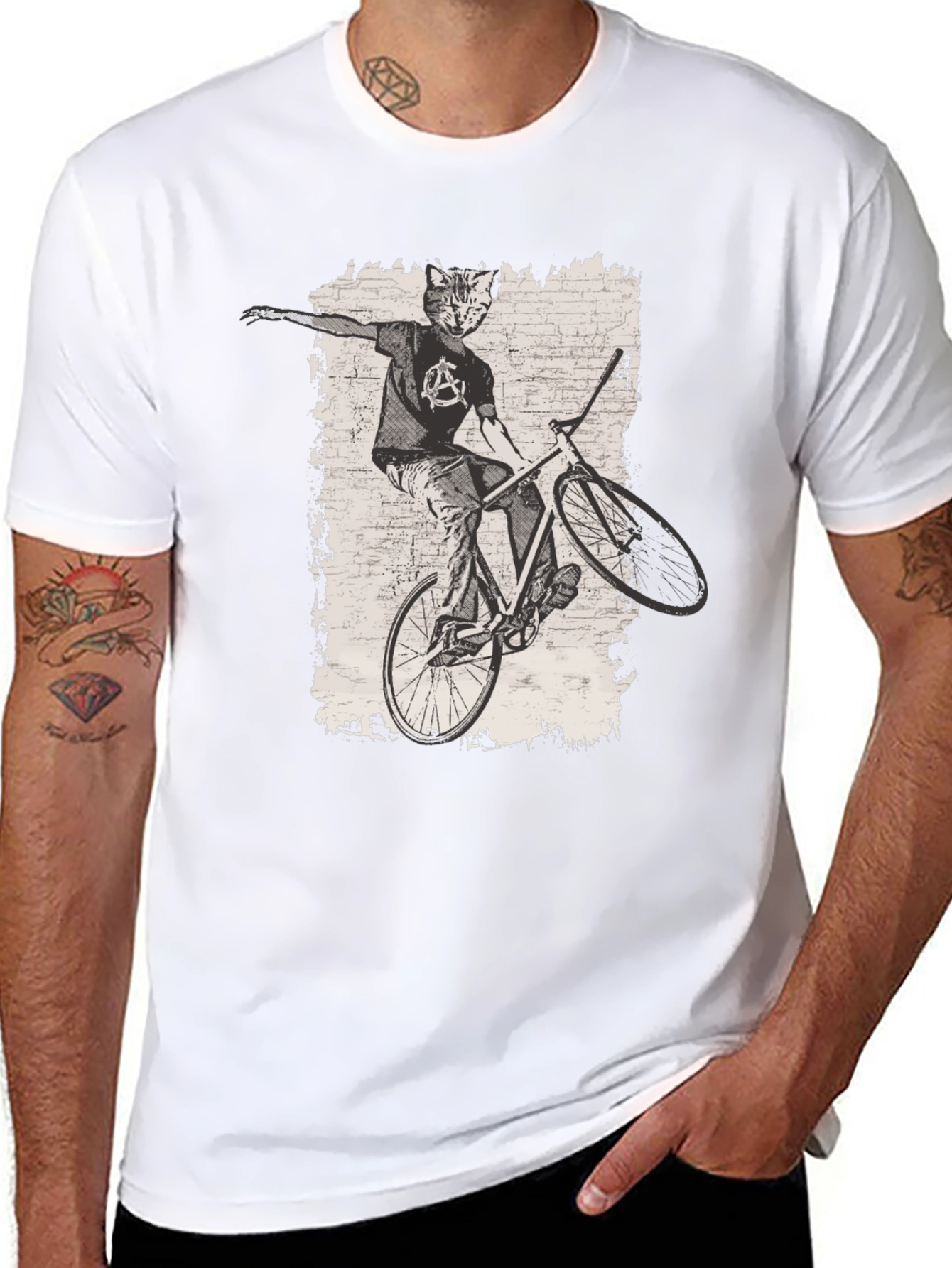 Cat Anarchy Biker T-Shirt - Cool Graphic Tee