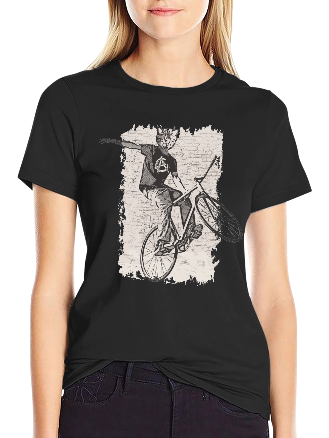 Cat Anarchy Biker T-Shirt - Cool Graphic Tee