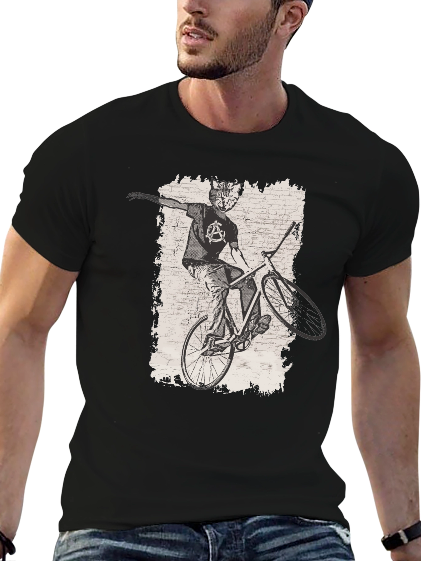 Cat Anarchy Biker T-Shirt - Cool Graphic Tee