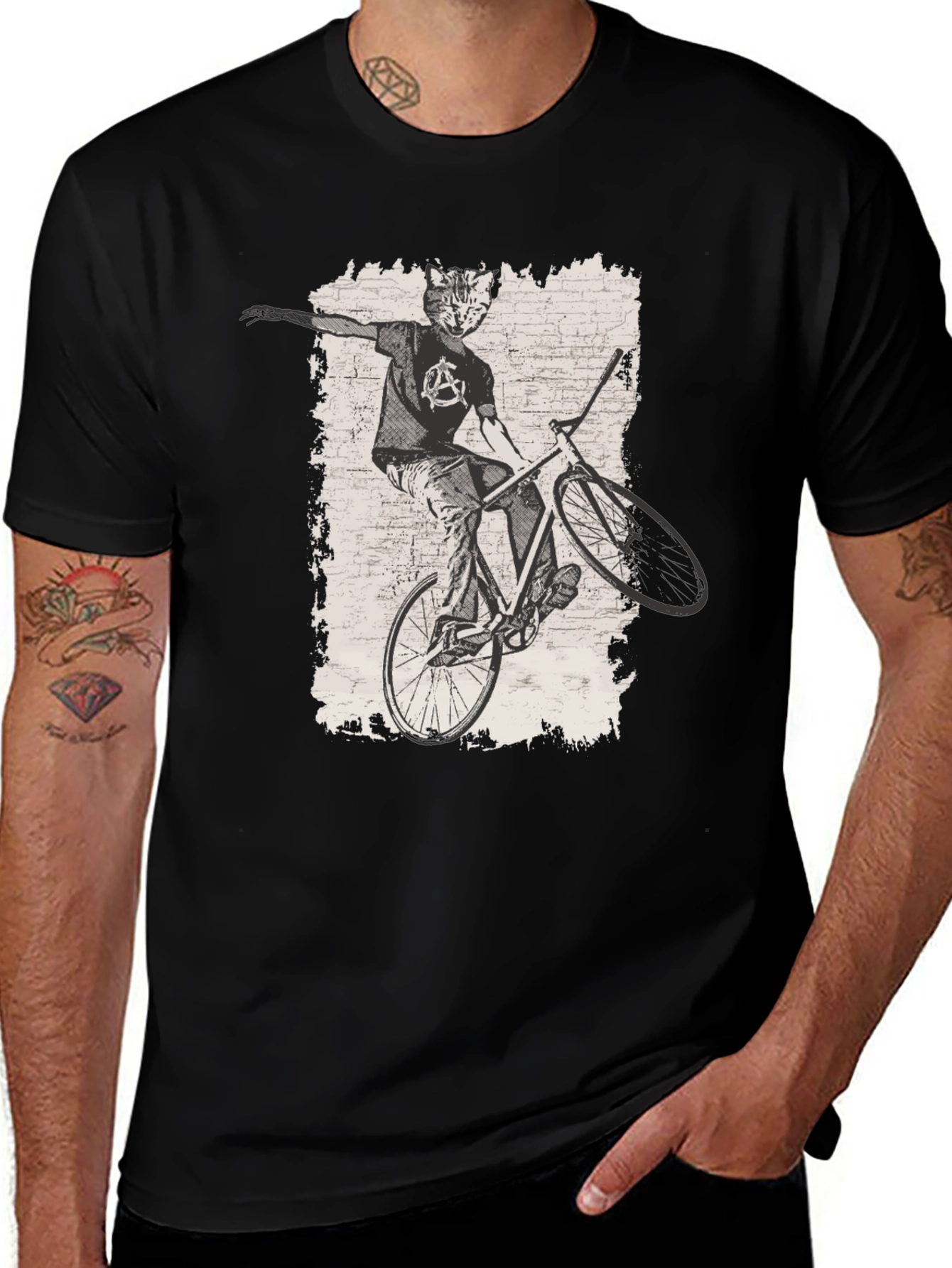 Cat Anarchy Biker T-Shirt - Cool Graphic Tee