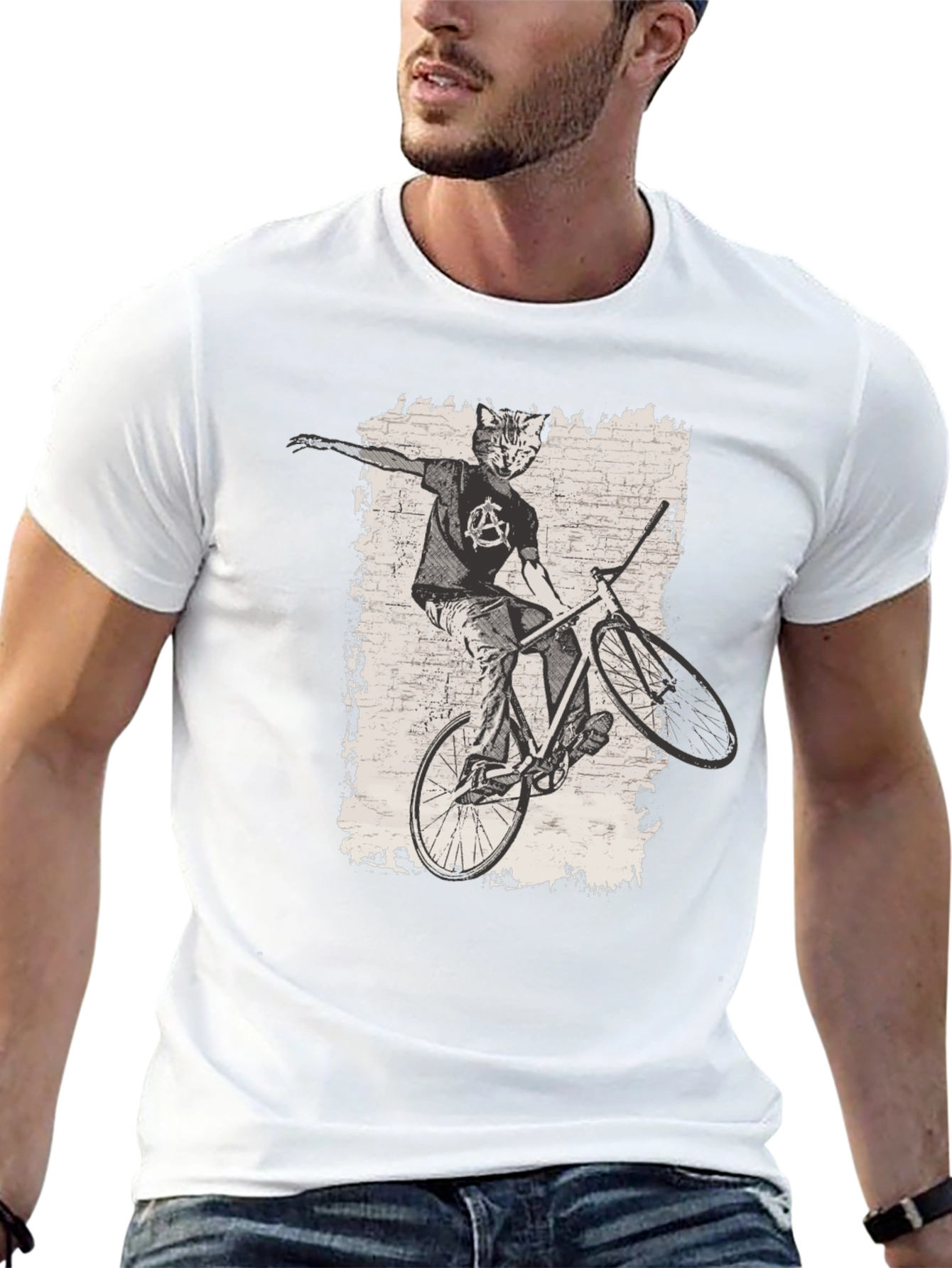 Cat Anarchy Biker T-Shirt - Cool Graphic Tee