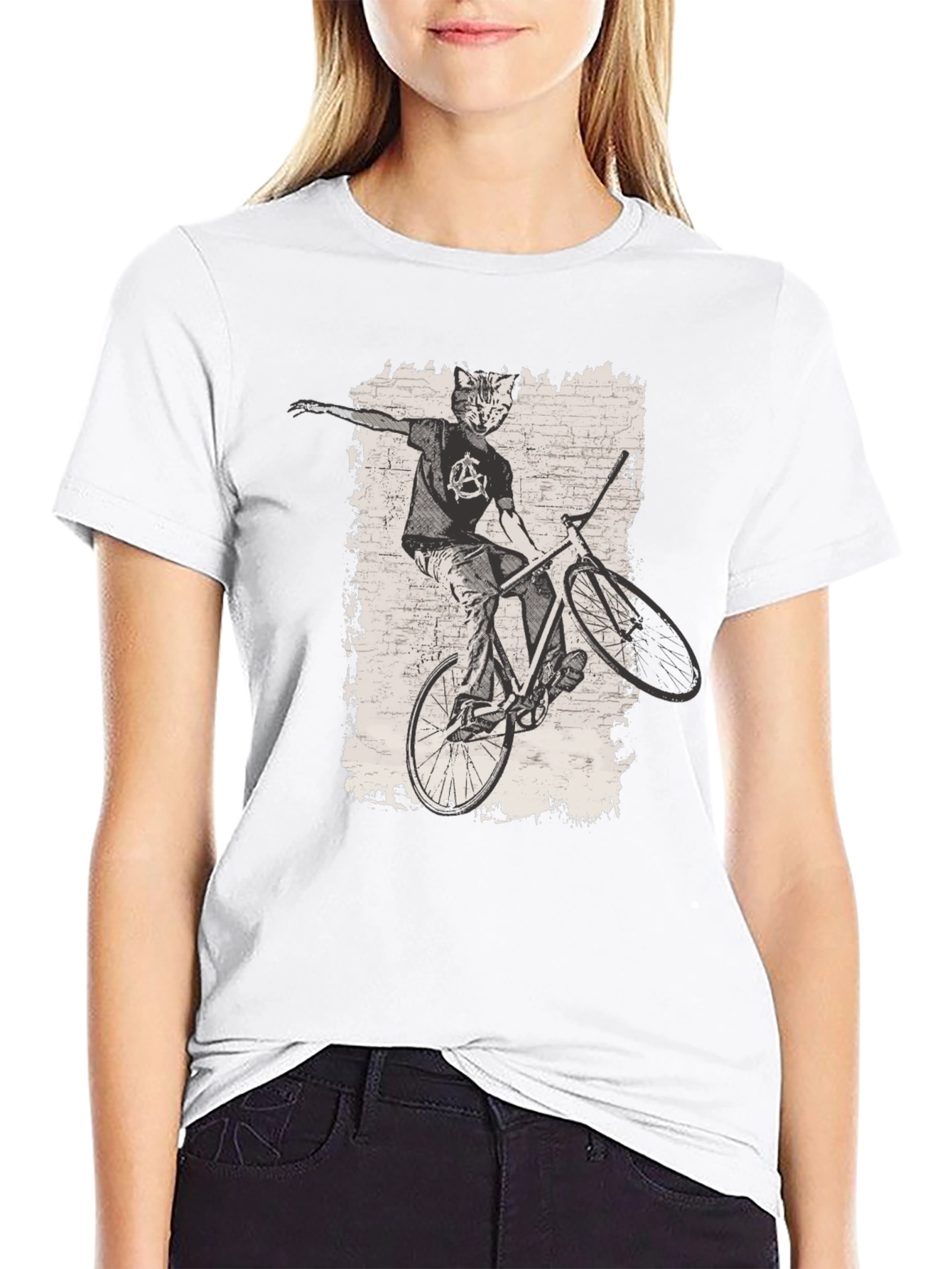 Cat Anarchy Biker T-Shirt - Cool Graphic Tee