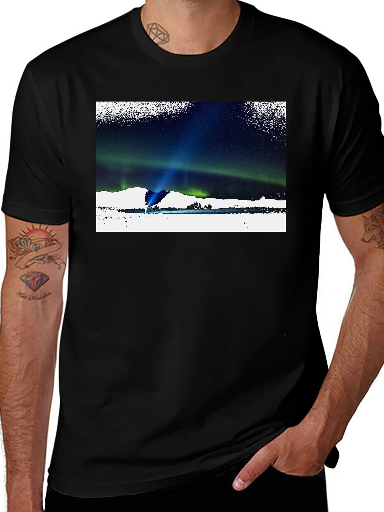 Aurora Borealis Graphic T-Shirt - Black