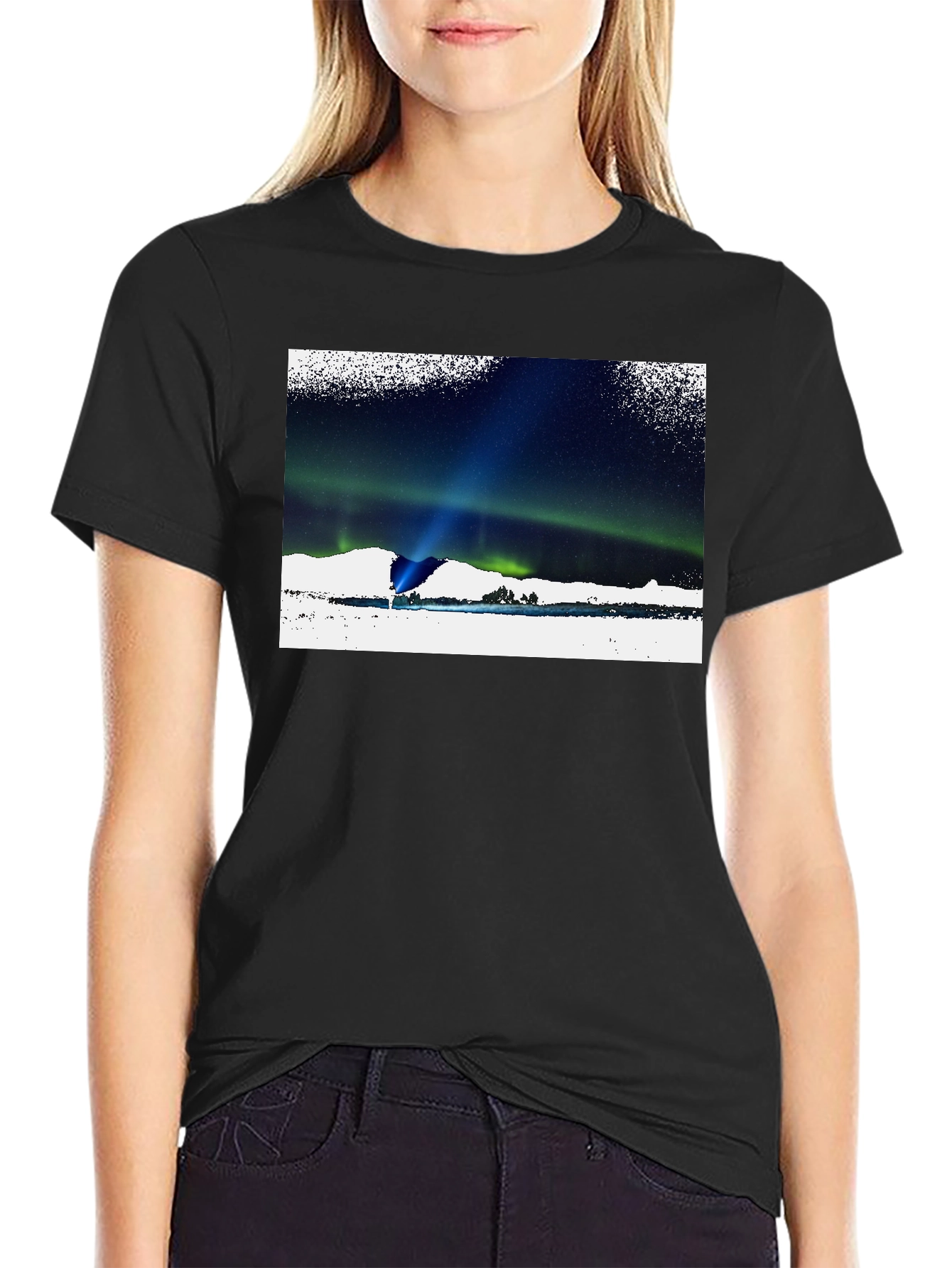 Aurora Borealis Graphic T-Shirt - Black