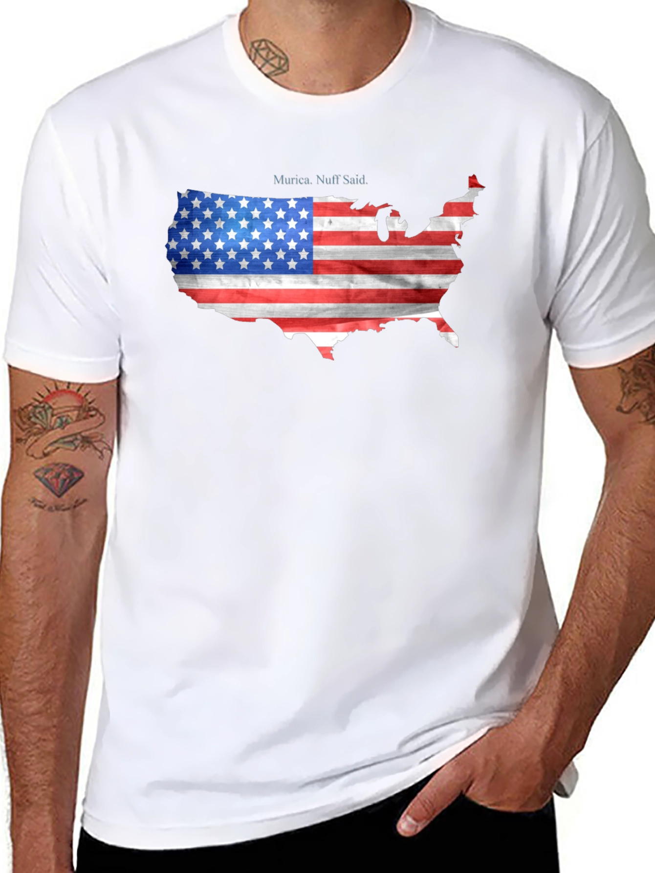 USA Flag Map T-Shirt Patriotic Murica Tee