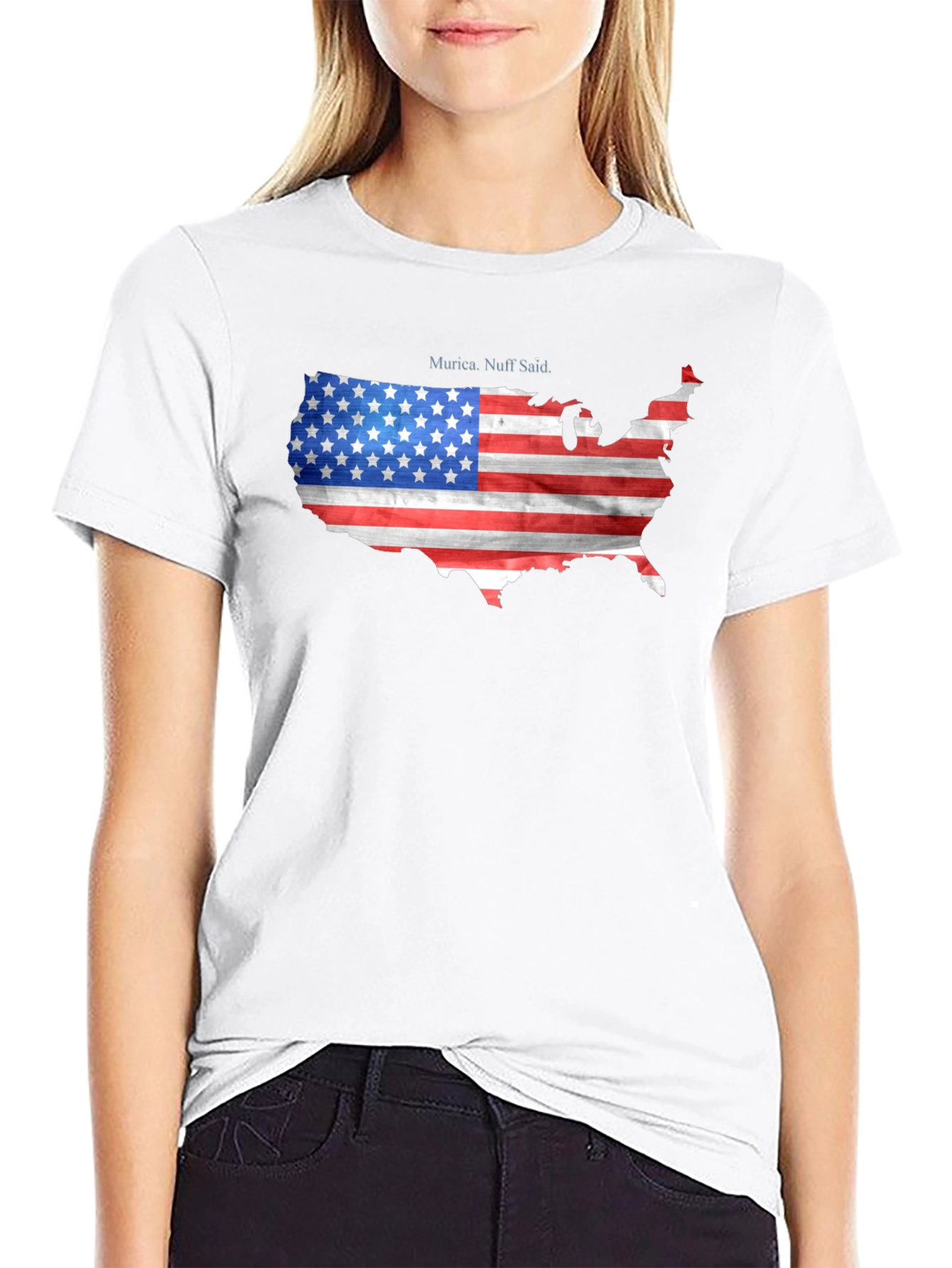 USA Flag Map T-Shirt Patriotic Murica Tee