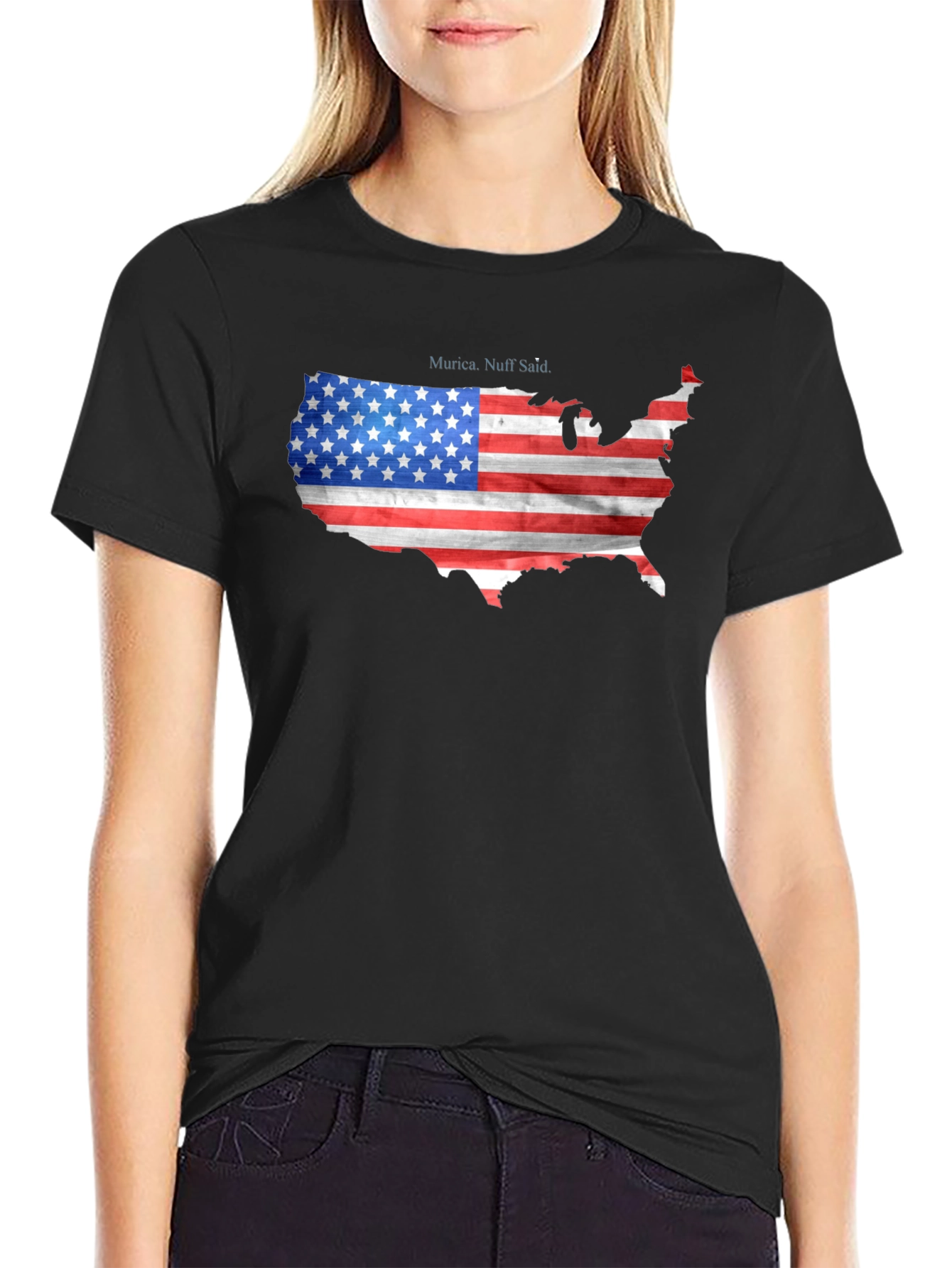 USA Flag Map T-Shirt Patriotic Murica Tee
