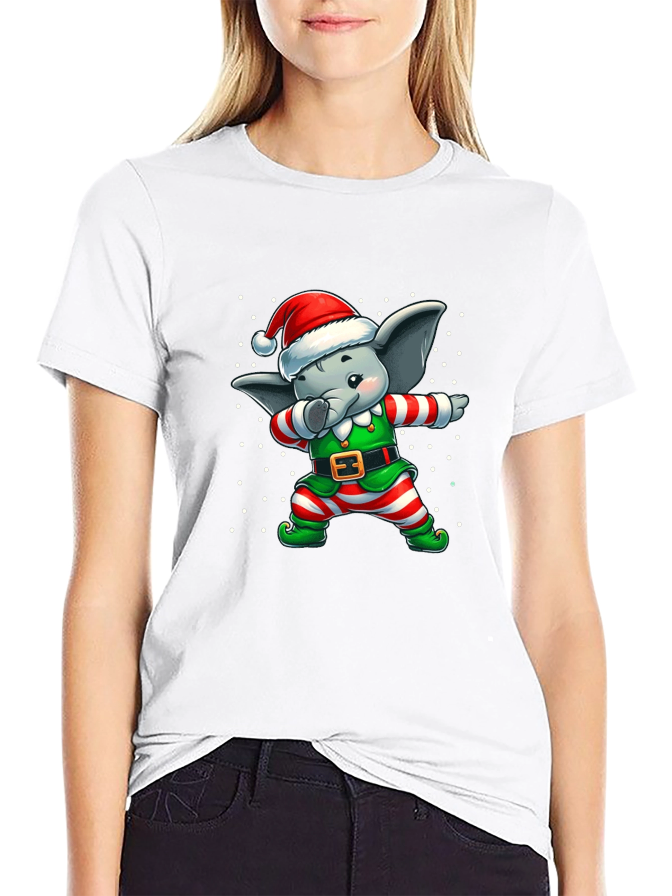 Christmas Elephant Dabbing T-Shirt