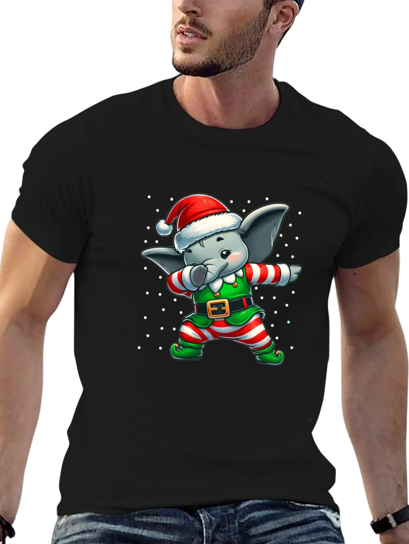 Christmas Elephant Dabbing T-Shirt