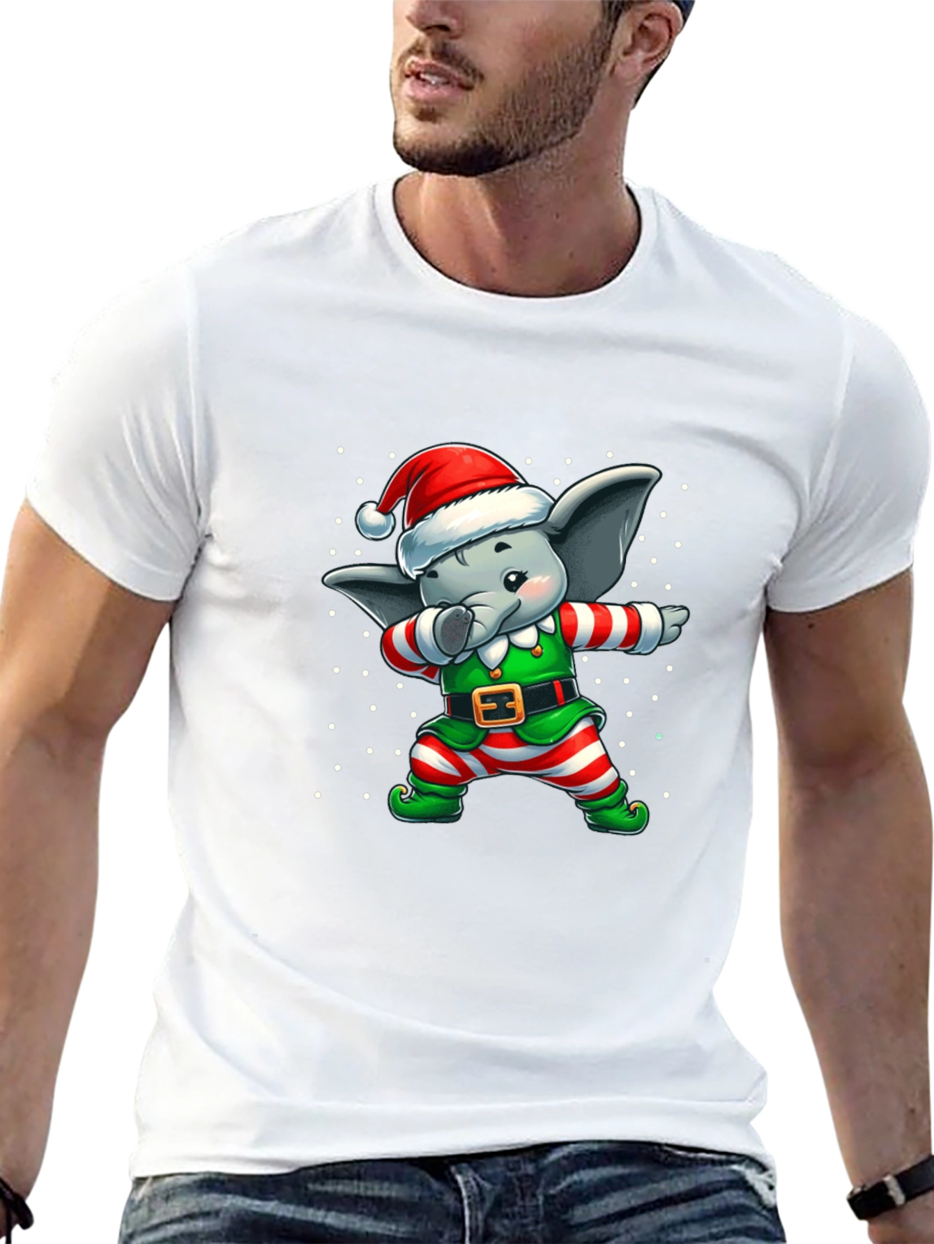 Christmas Elephant Dabbing T-Shirt