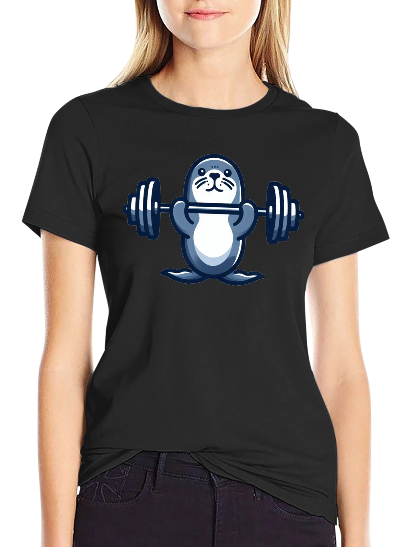 Weightlifting Seal Graphic T-Shirt