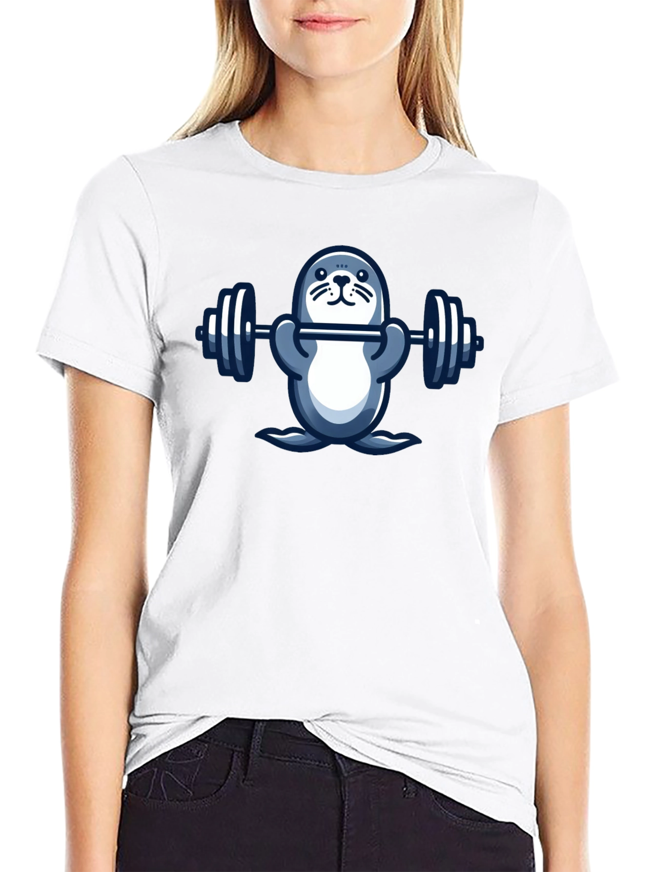 Weightlifting Seal Graphic T-Shirt