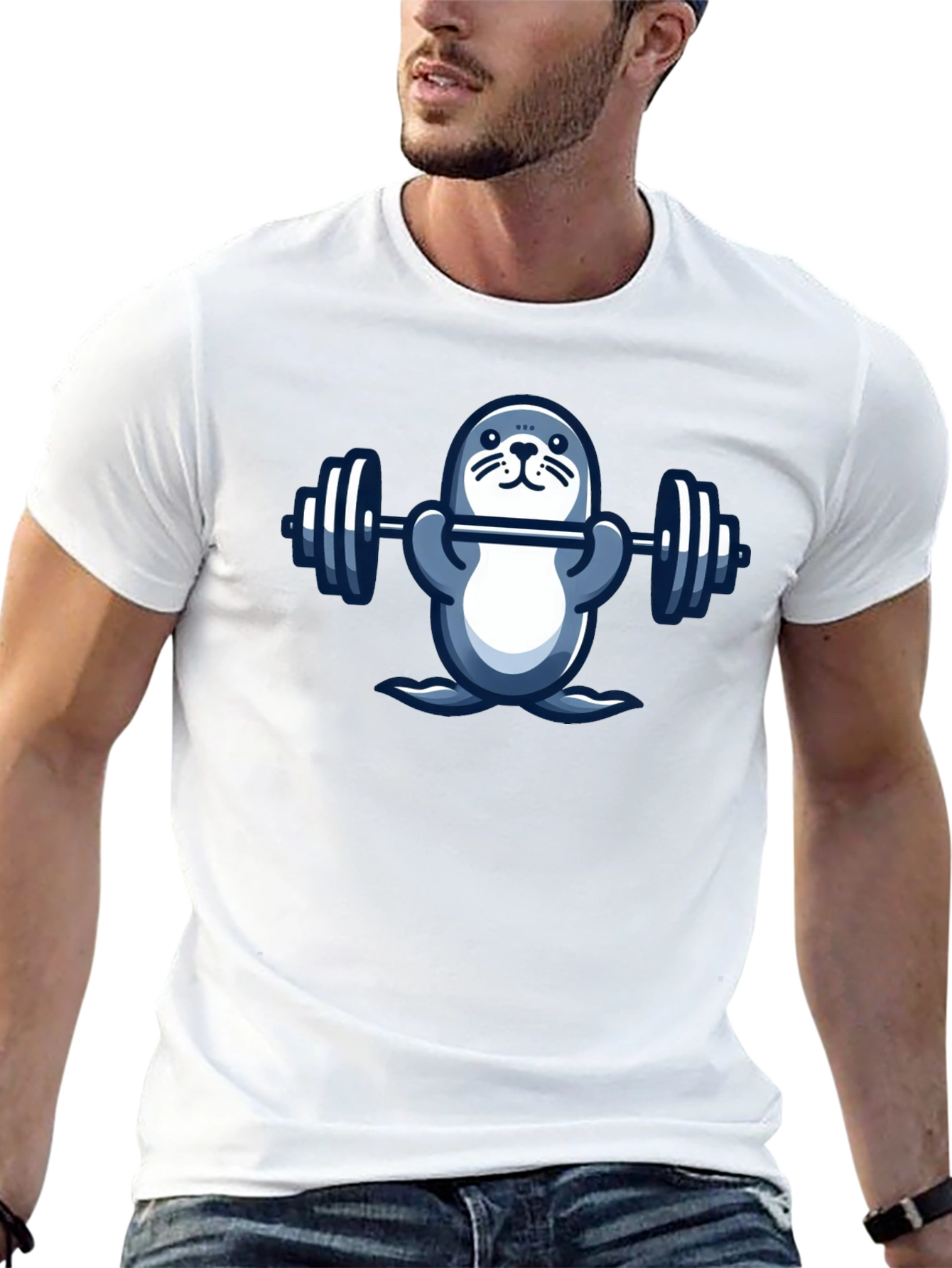 Weightlifting Seal Graphic T-Shirt