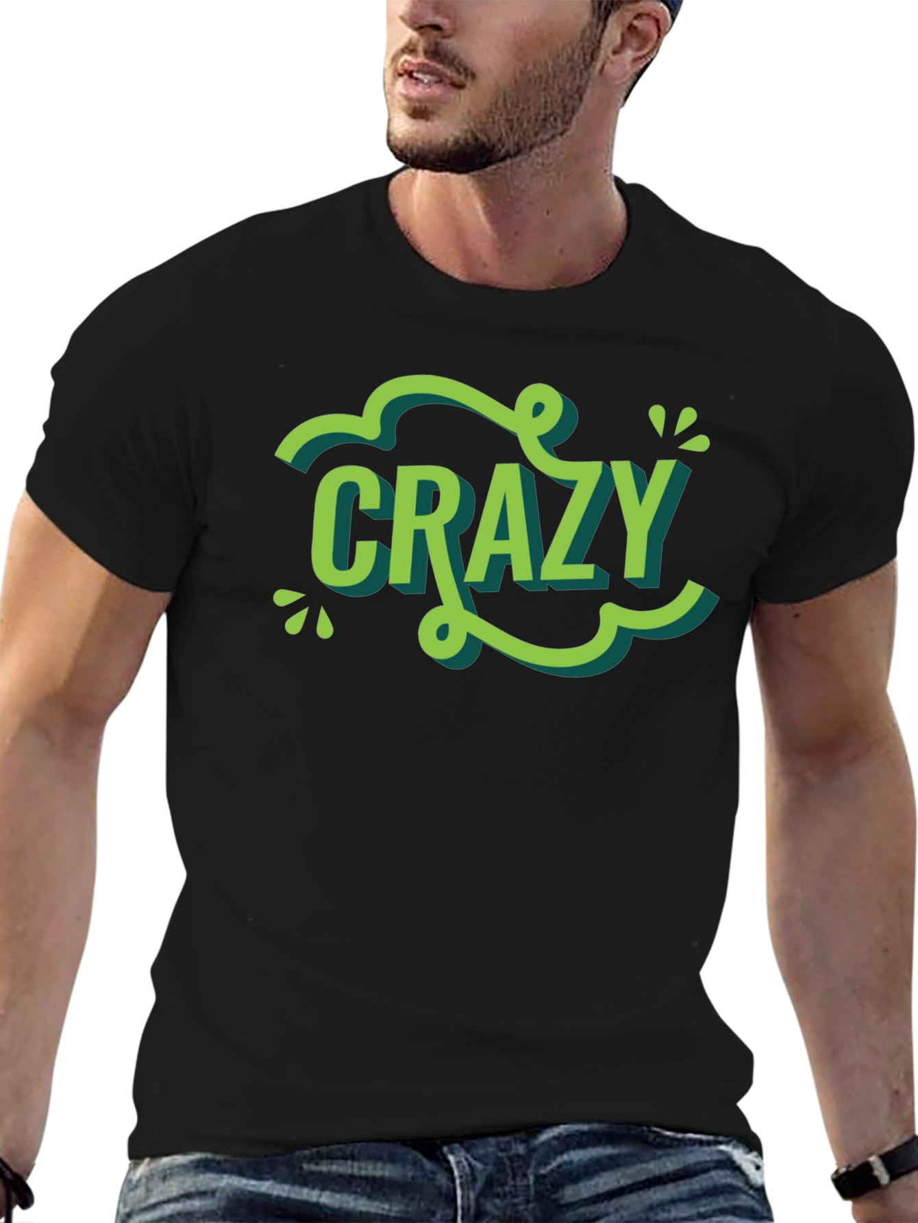 Crazy Graphic Tee - Trendy Word Art Shirt