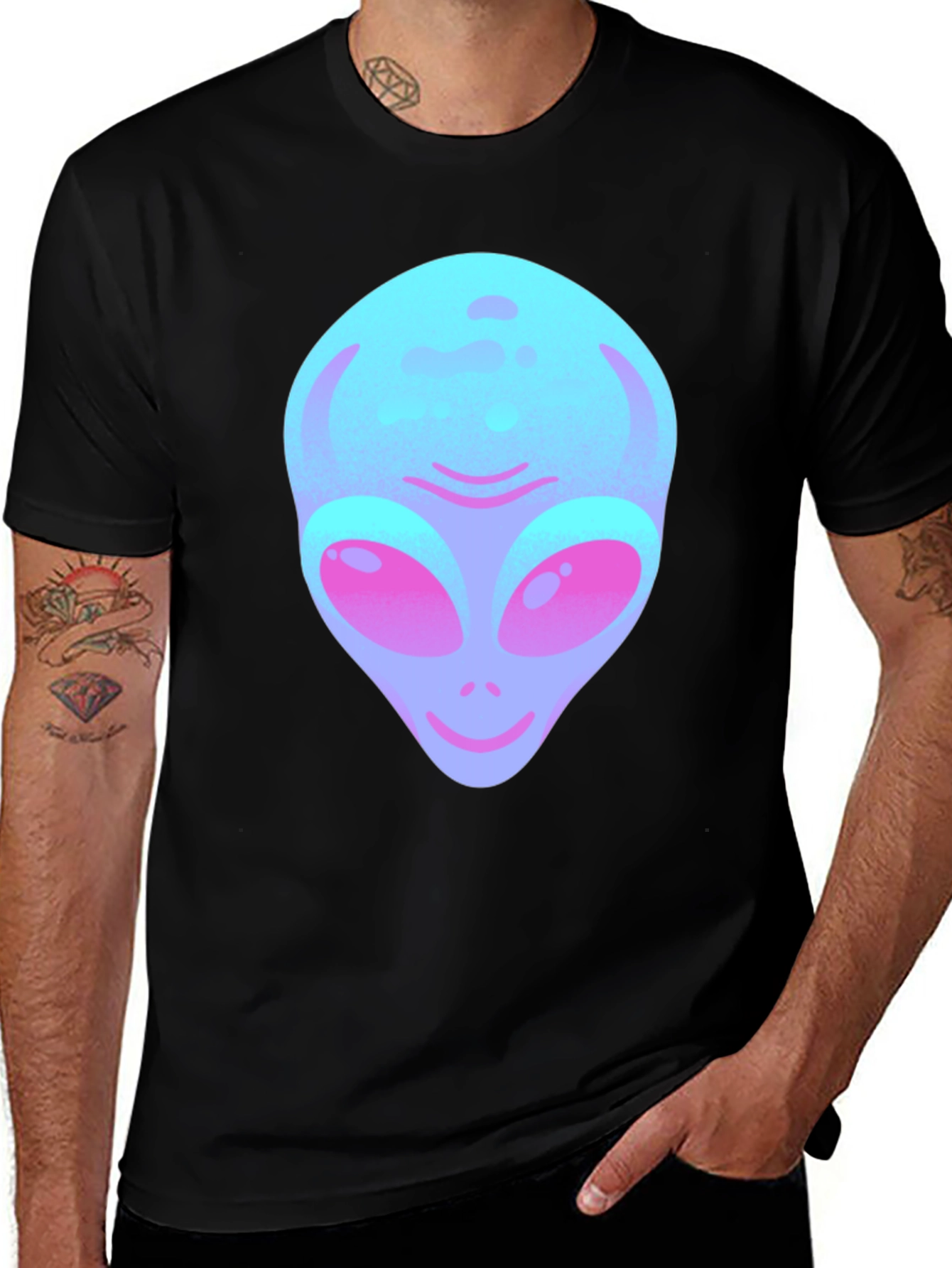 Alien Graphic Tee - Black Cotton Blend