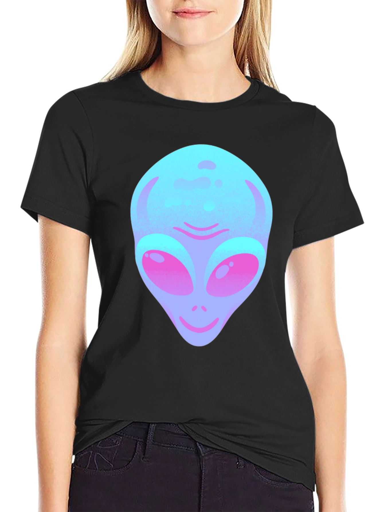 Alien Graphic Tee - Black Cotton Blend