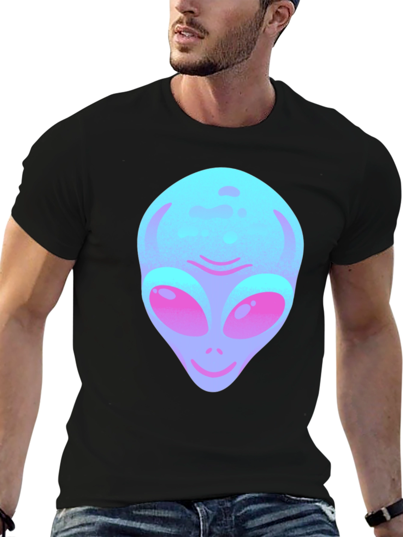 Alien Graphic Tee - Black Cotton Blend