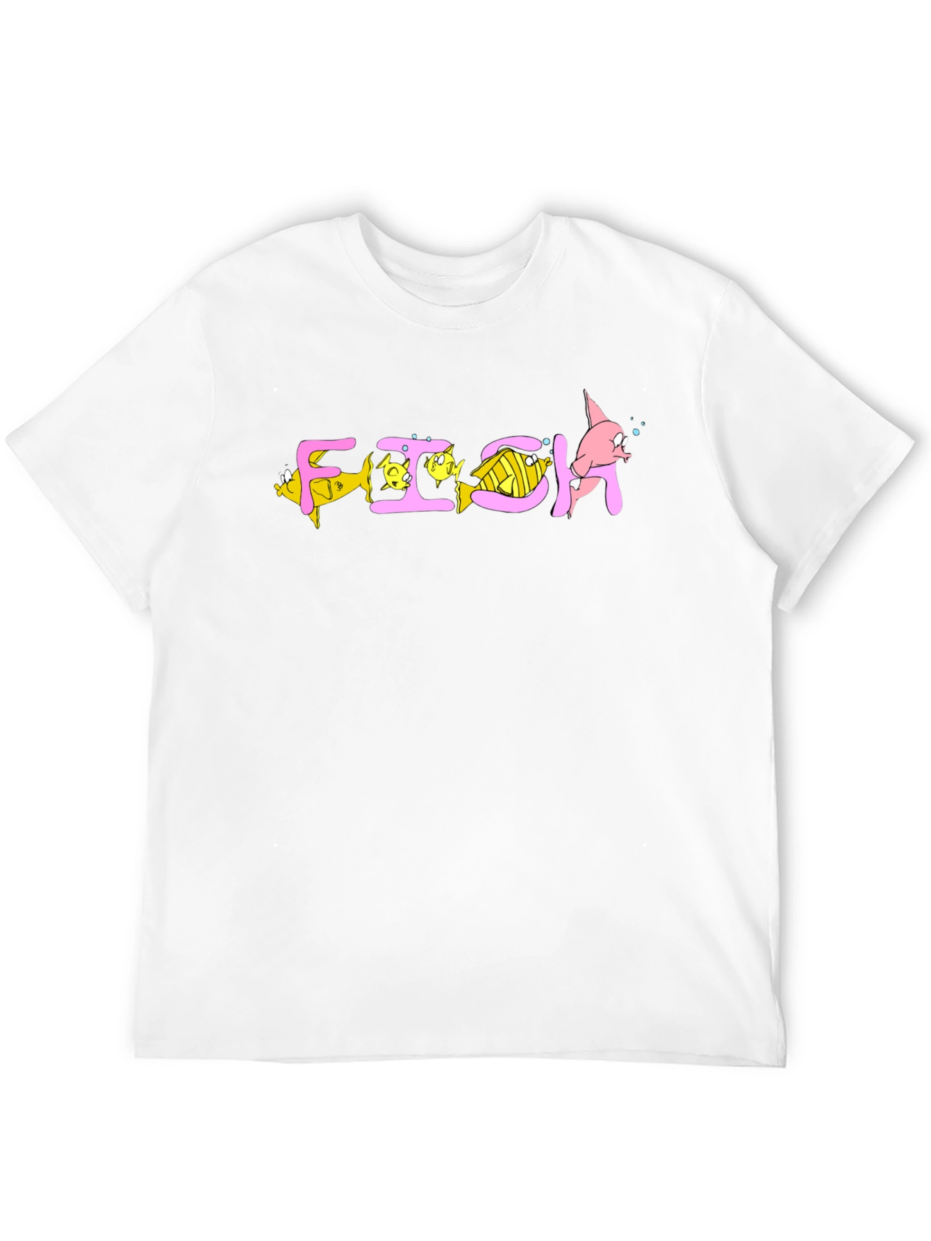Cartoon Fish Graphic T-Shirt - Black Cotton Blend