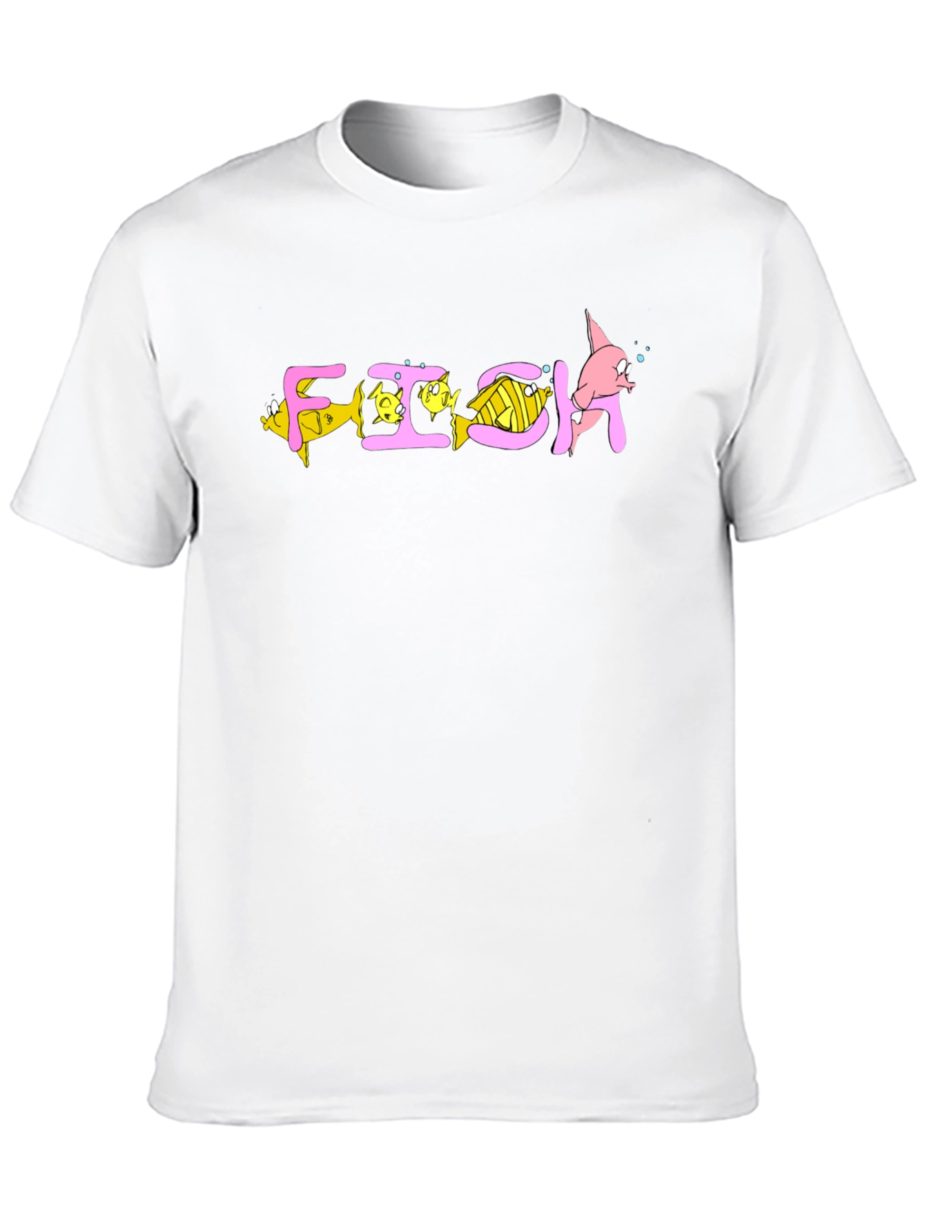Cartoon Fish Graphic T-Shirt - Black Cotton Blend